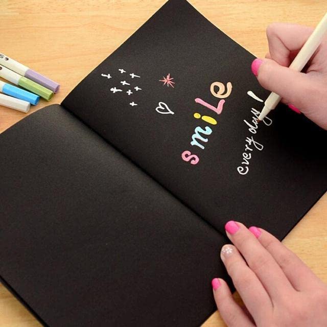 GKPLY 3-Pack Black Paper Sketch Notebook - 28 Pages Thick Graffiti Notepad for Drawing, Painting, Office & School | Durable Composition Diary for Artists, Students & Professionals