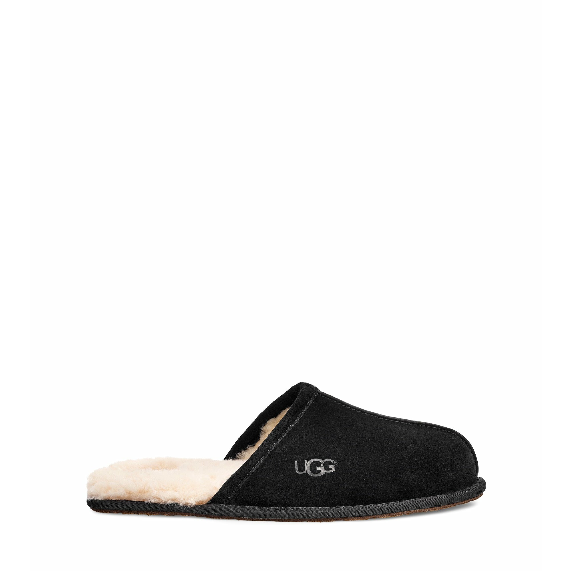 UGG Men's Scuff Slipper - Black Suede Indoor/Outdoor House Shoes for Comfort & Warmth - Perfect for Home, Lounge & Backyard Relaxation