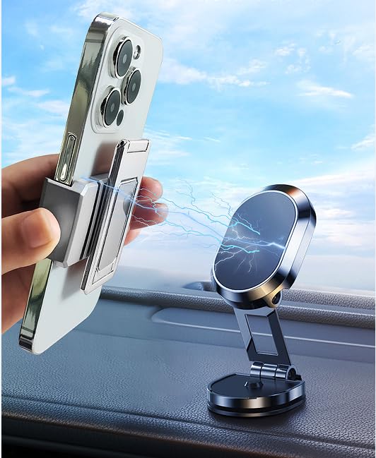 360° Rotating Phone Stand Holder for iPhone 16/15/14/13/12 - Silver | Perfect for Desk & Travel Use