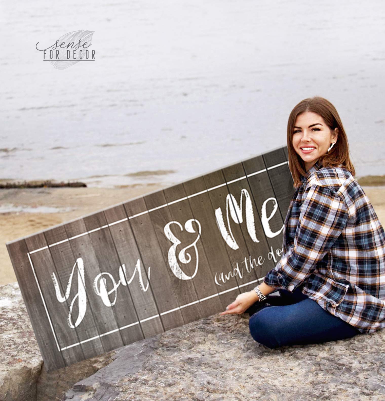 Dog Signs for Home Decor - Couples Bedroom Wall Art (42x19)