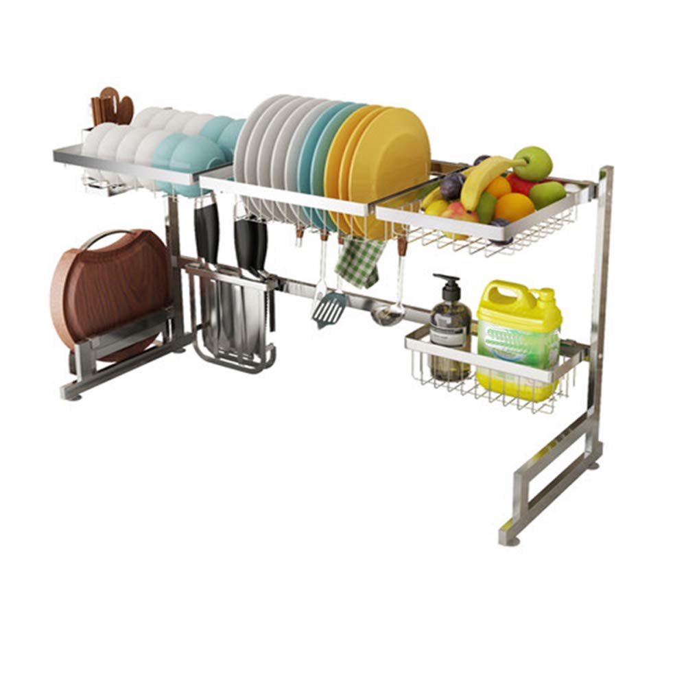 Stainless Steel Dish Drying Rack for Kitchen Sink - Space Saving Utensil Holder & Countertop Organizer | Perfect for Draining Dishes, Cups & Cutlery | Fits Sinks Up to 36.5 Inches | Ideal for Small Kitchens & Apartment Living
