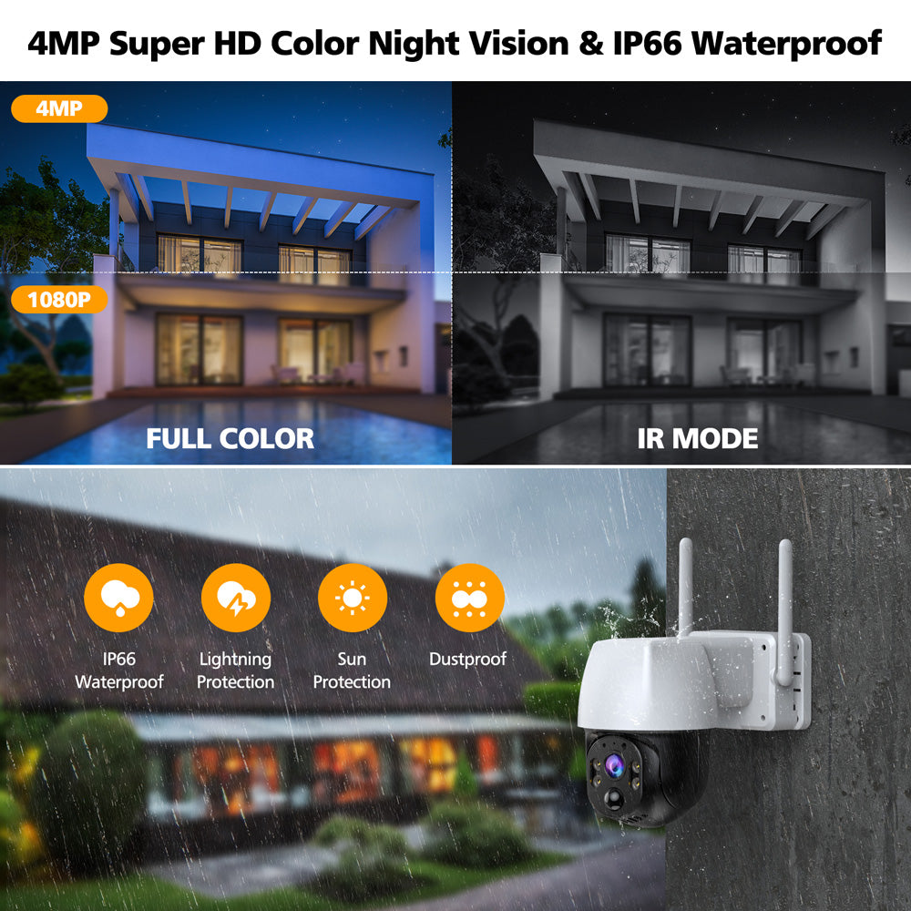 Campark SC06 4MP Wireless Security Camera - 360° PTZ Outdoor Battery Powered Camera with Color Night Vision, No Monthly Fee - Ideal for Home Security, Baby Monitoring & Pet Watching (Canada Only)
