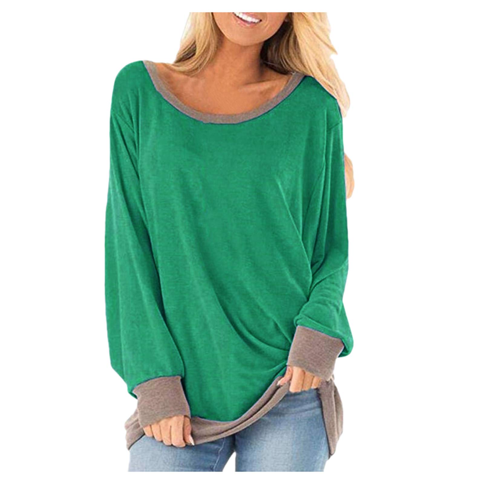 Women's Loose Fitting Long Sleeve Tunic Top - Round Neck Casual Blouse in Sand Color | Perfect Housewarming Gift & Comfortable Home Wear