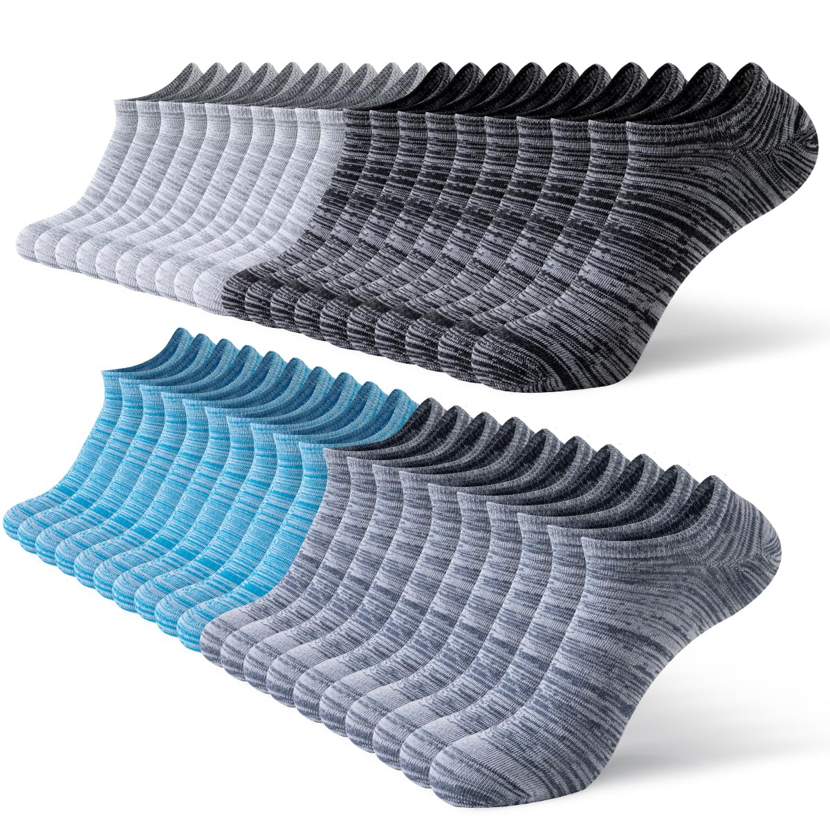 JOYNÉE 20 Pairs Men's No Show Socks - Low Cut Invisible Ankle Socks for Men, Breathable Anti-Slip Casual Short Socks - Perfect for Sneakers, Loafers & Everyday Wear