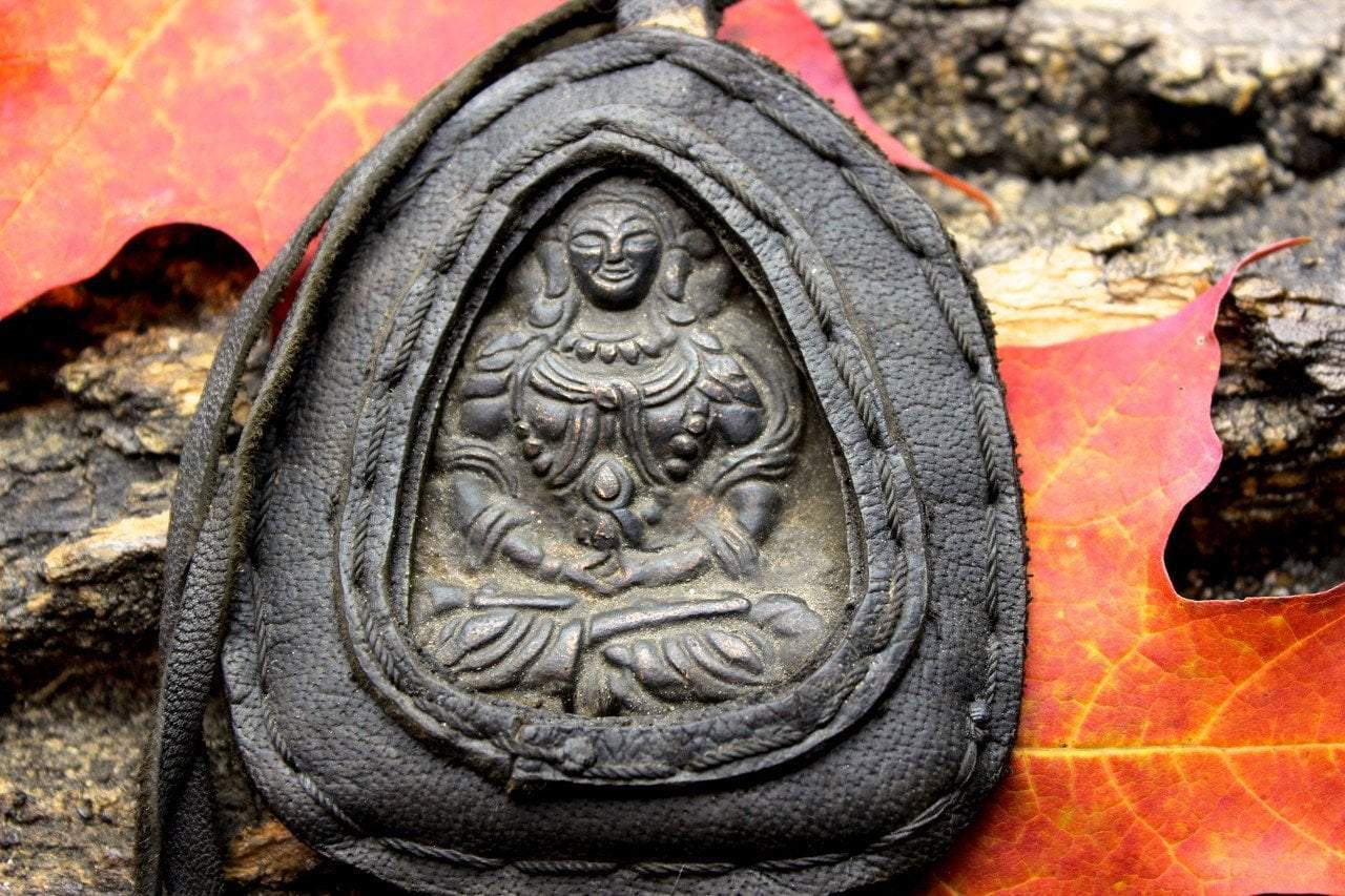 Green Tara Leather Wrapped Amulet - Tibetan Buddhist Protection Charm for Meditation & Spiritual Healing | Perfect for Yoga, Home Altar & Personal Blessings