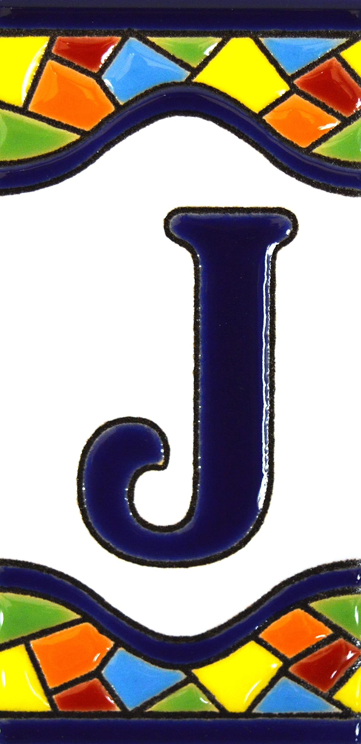 4 Inch Hand Painted House Letter Tiles - Custom Address Signs, House Numbers & Names - MOSAICO MEDIANO Design (4.29