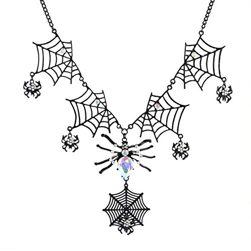 Colorful Crystal Spider Web Pendant Necklace