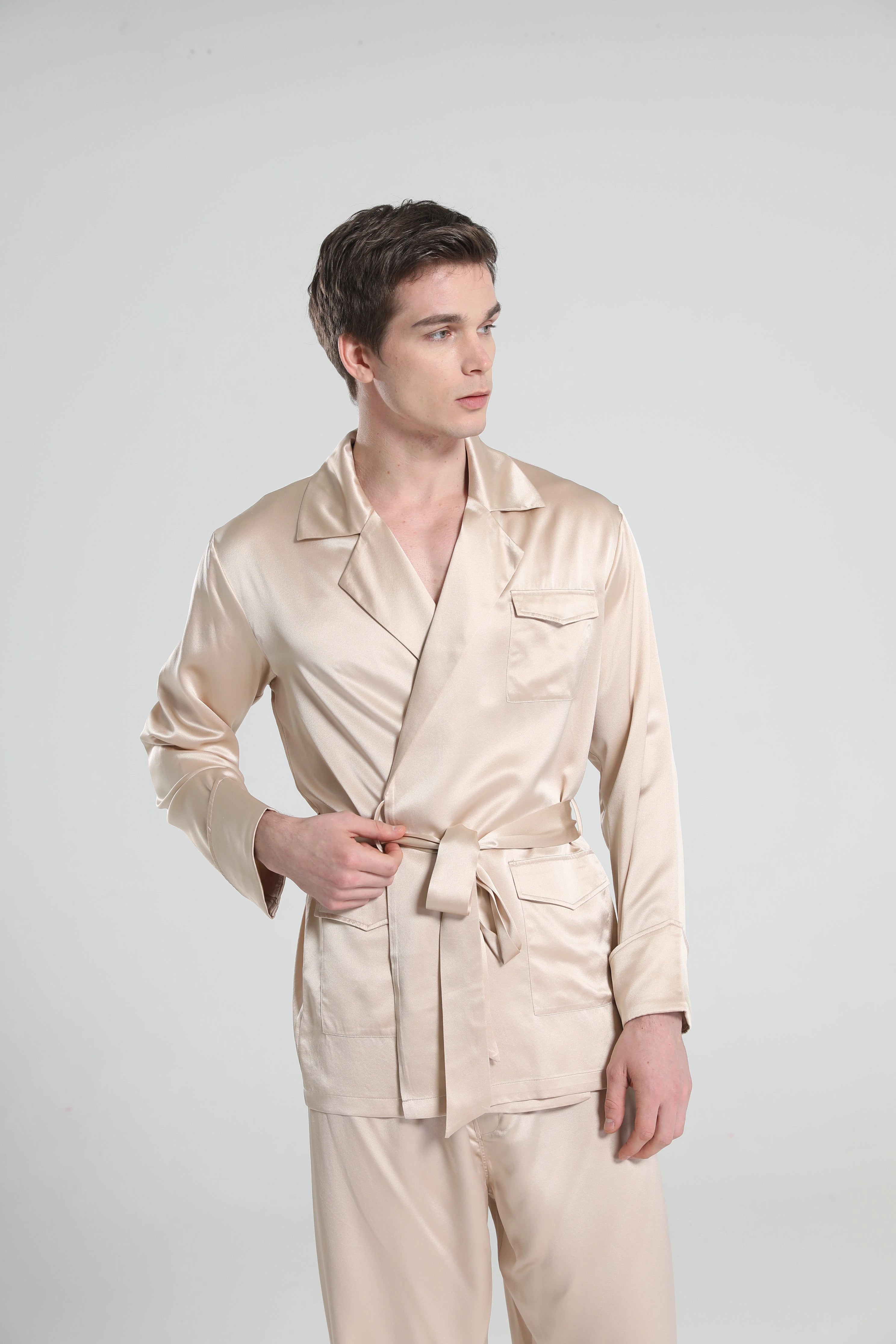 Premium 22 Momme Silk Pajamas for Men - Luxury Sleepwear for Comfort & Style - Perfect for Relaxing at Home, Lounging & Gift Giving
