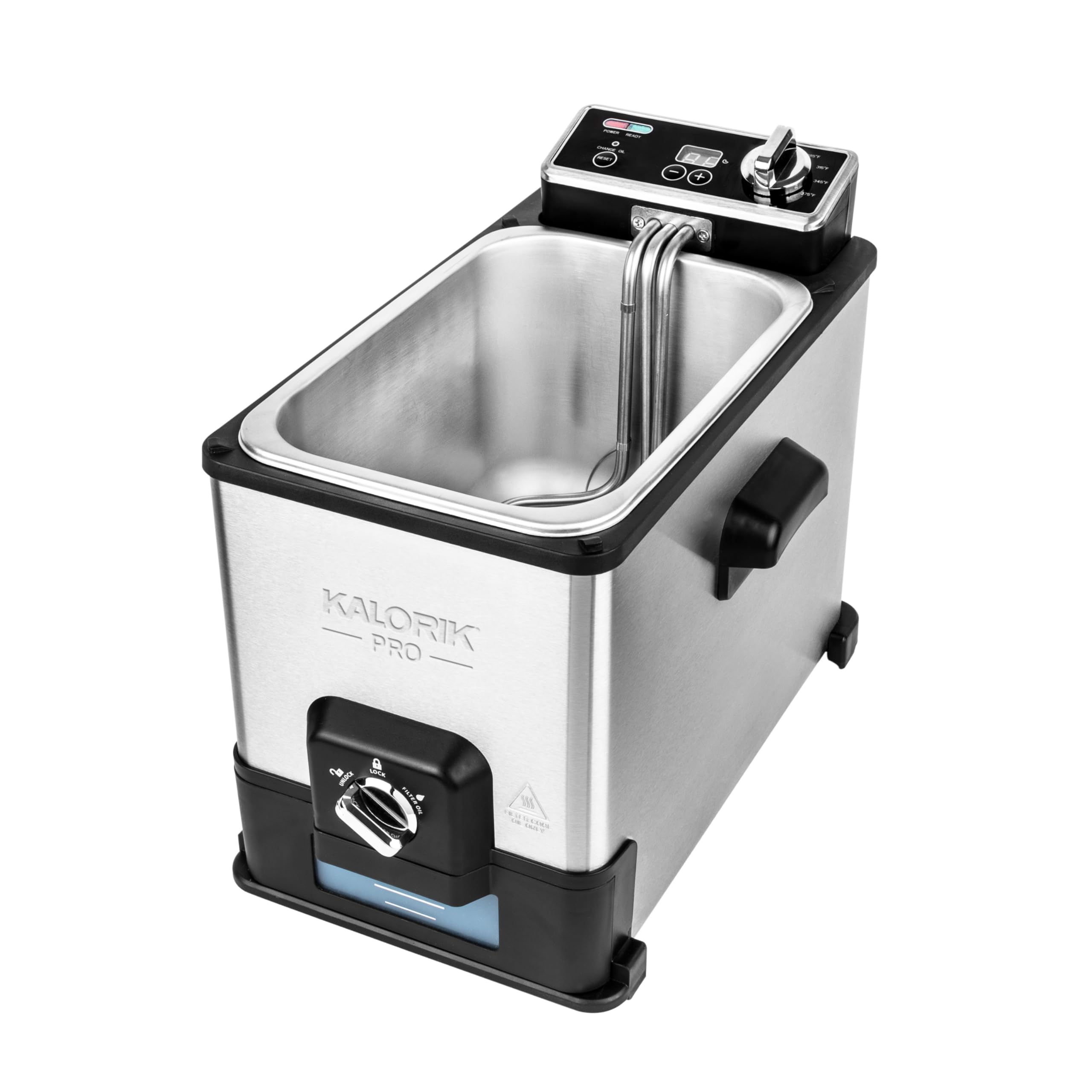 Kalorik Pro 4.2 Quart Triple-Basket Deep Fryer with Oil Filtration System - Stainless Steel Commercial Air Fryer (KPRO FT 42777 SS) for Restaurants, Home Kitchen & Party Cooking