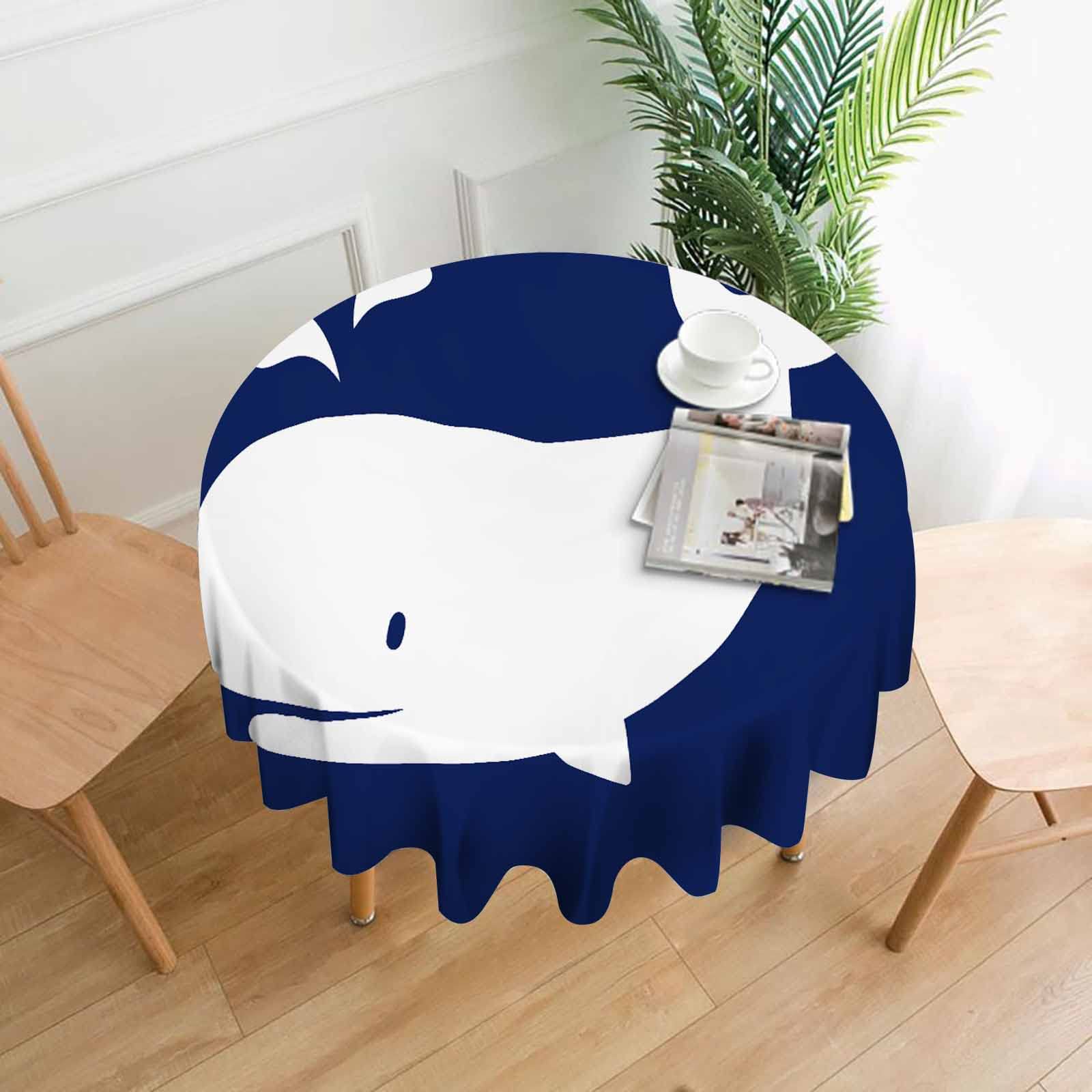 Zaueky Starfish Round Tablecloth - Blue & White Marine Theme, Oil & Spill Proof, 60 Inch Round Table Cover for Dining, Kitchen, Party Decor | Perfect for Beach Themed Dinners, Outdoor Gatherings & Coastal Home Decor