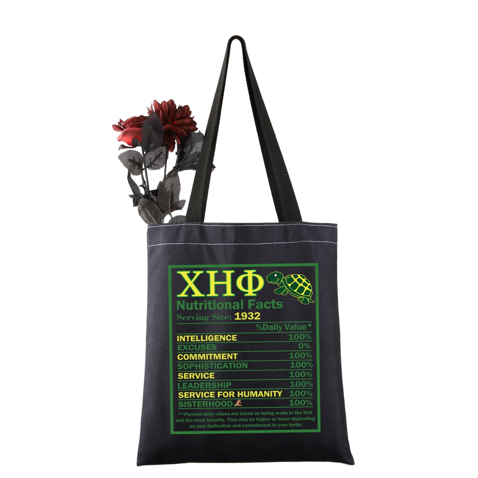 PWHAOO Turtle Tote Bag - Green & Yellow Nurse Gift for Sorority & Work