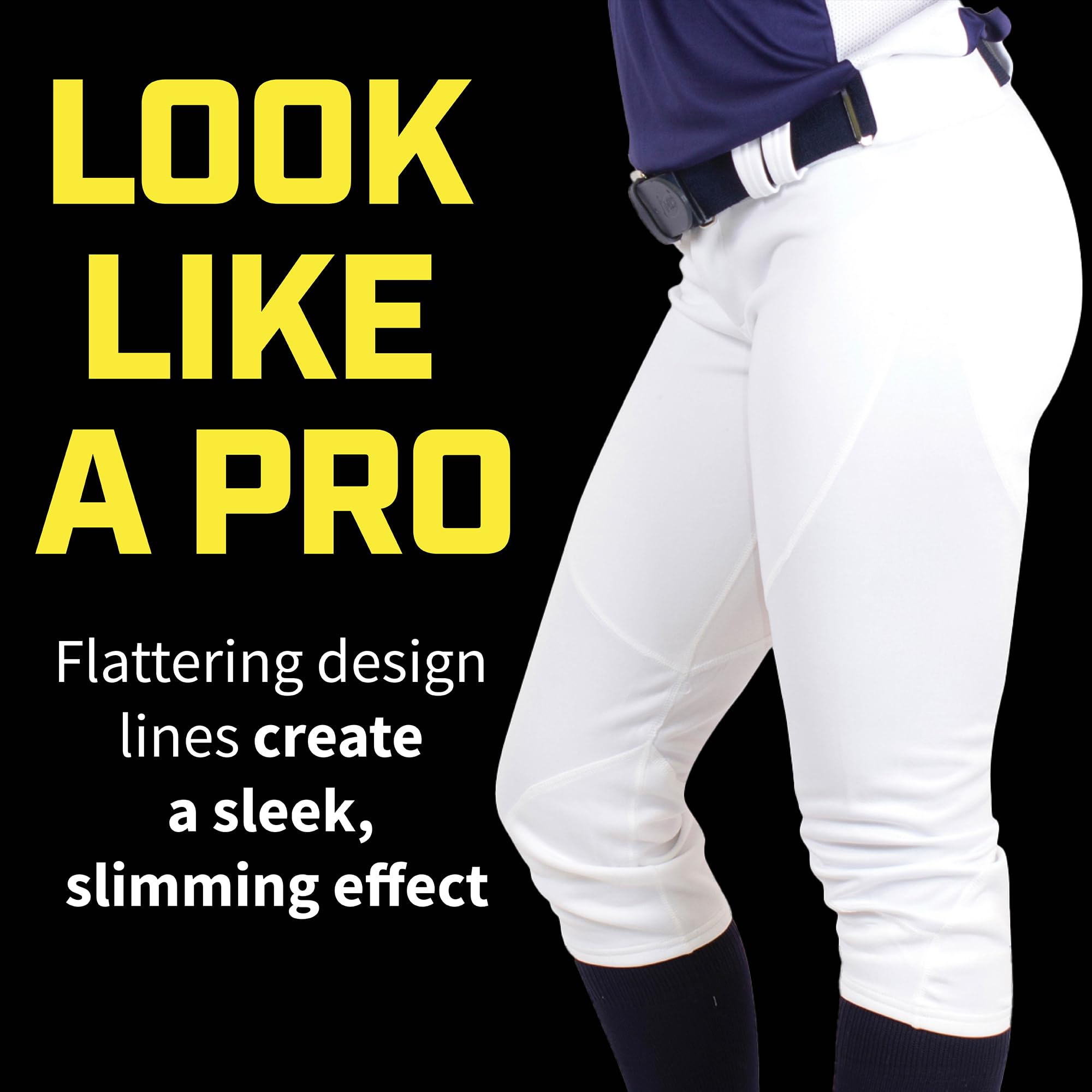 3N2 Women's Softball Pants - NuFit Knickers with ¾ Inch Belt Loops, Low-Rise Fit & Double Knee Reinforcement - Perfect for Practice, Games & Tournaments