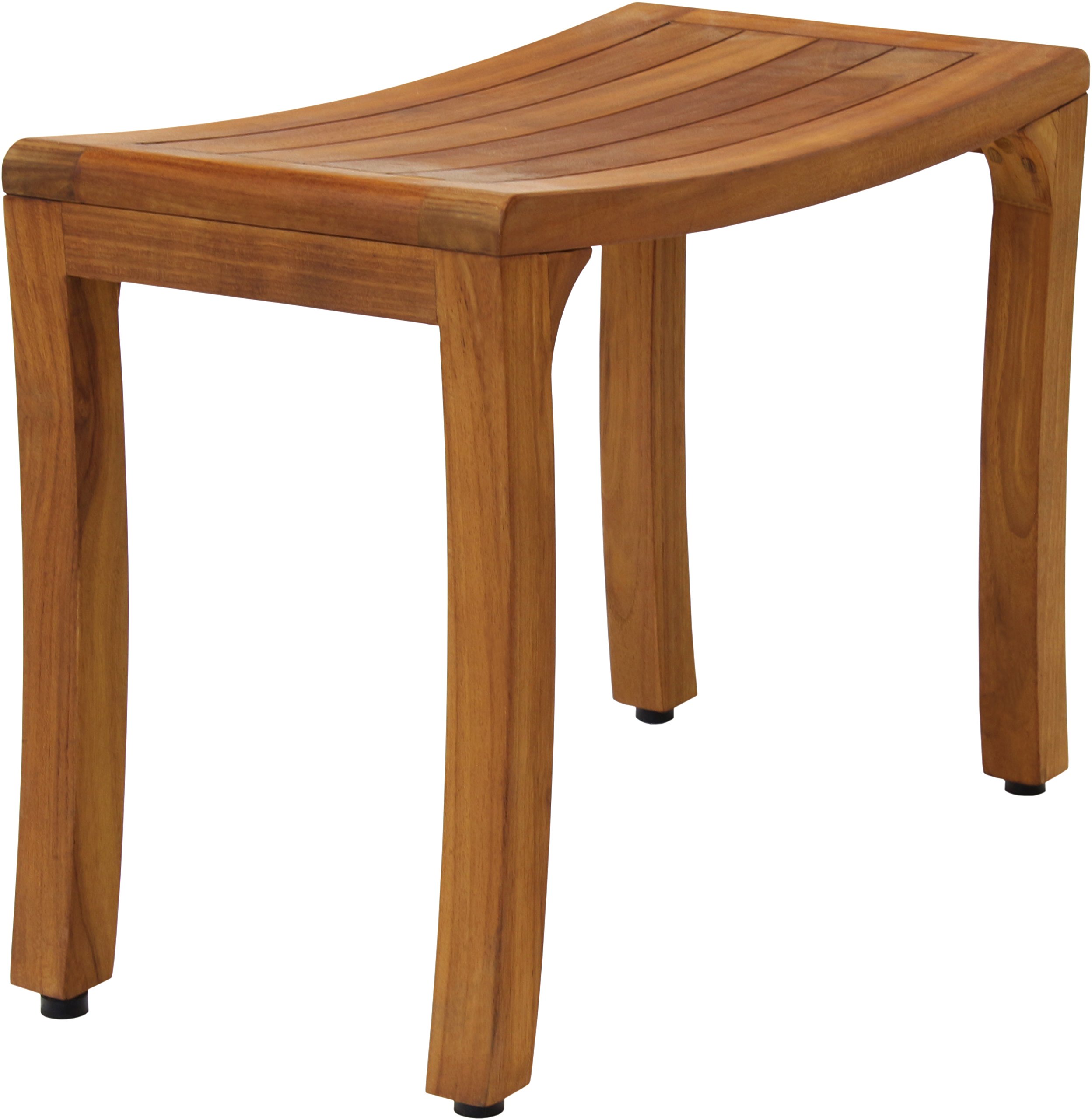AquaTeak Asia Curve Teak Shower Bench 24 Inch - Premium Brown Teak Wood Bath Seat for Elderly & Disabled - Non-Slip Shower Stool for Bathroom Safety & Comfort - Perfect for Spa, Bathing, and Relaxation