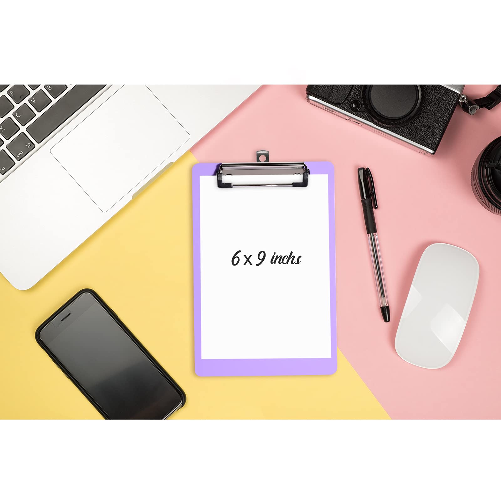Hongri A5 Plastic Clipboard - 6x9 Inch Mini Purple Clip Board for Students, Kids & Office Use | Low Profile Clip, Lightweight & Durable | Perfect for School, Home, Office & Travel Organization