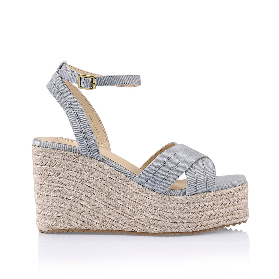 Callie Rope Wedges - Stylish Denim Wedge Sandals for Women | Comfortable Summer Shoes for Beach, Casual Outings & Date Nights