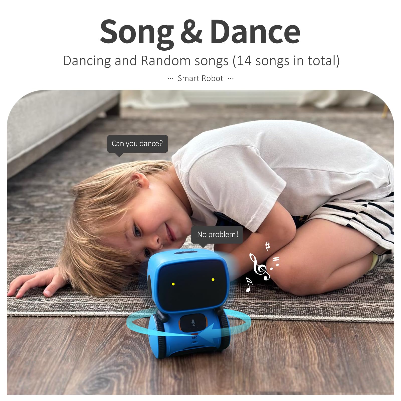 GILOBABY Interactive Smart Robot Toy for Kids - Voice Control, Touch Sensor, Dancing & Singing, Recording Function | Best Educational STEM Gift for Boys & Girls Ages 3+ (Blue) | Perfect for Birthday Parties, Early Learning & Family Playtime