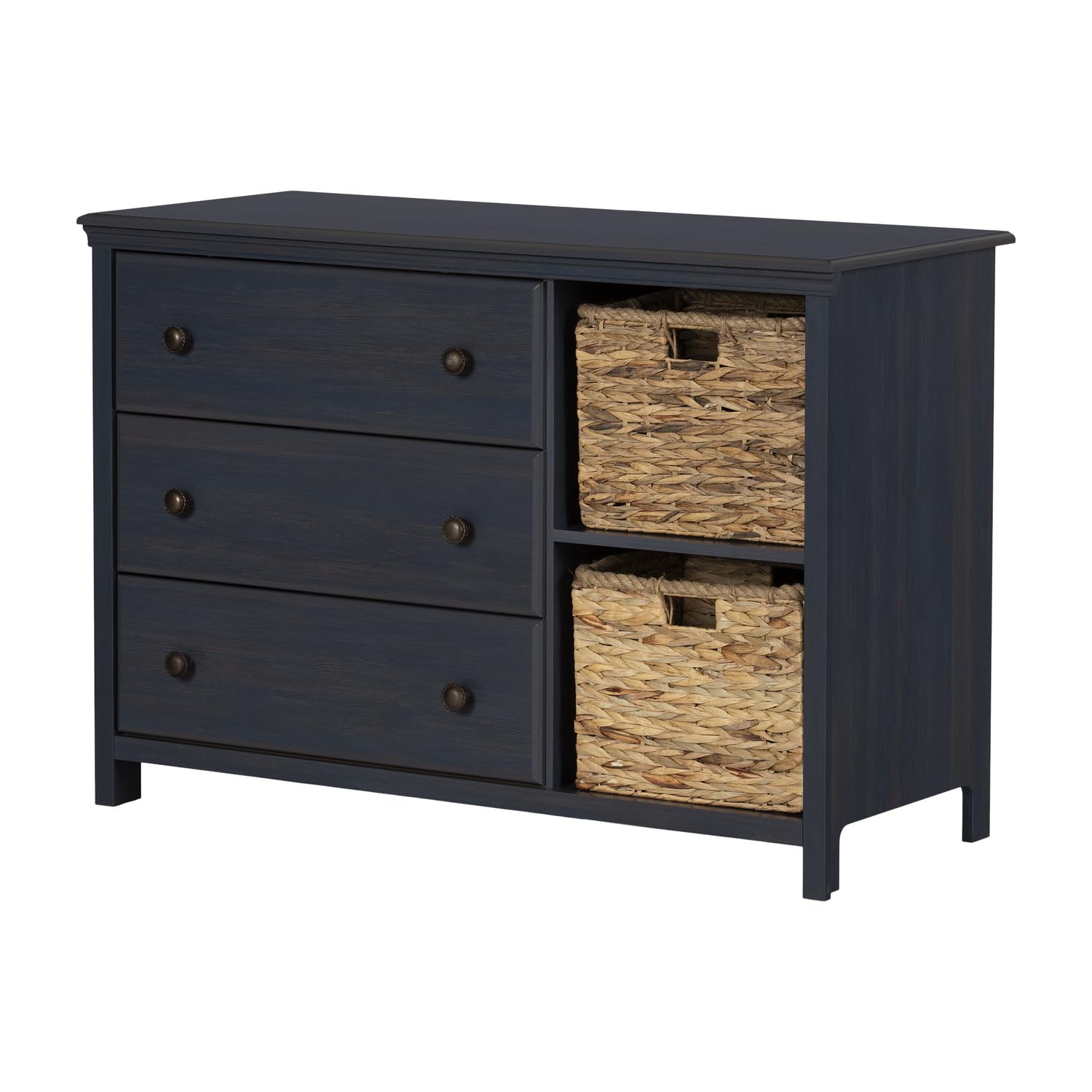 South Shore Cotton Candy 3-Drawer Dresser with Baskets - Blueberry | Kids' Bedroom Storage Solution | Nursery & Playroom Organization