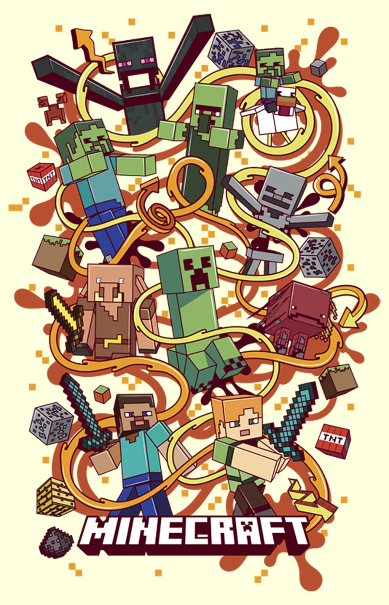 Men's Minecraft Group Shot Graphic T-Shirt - Comfortable Cotton Tee for Gaming Fans & Casual Wear