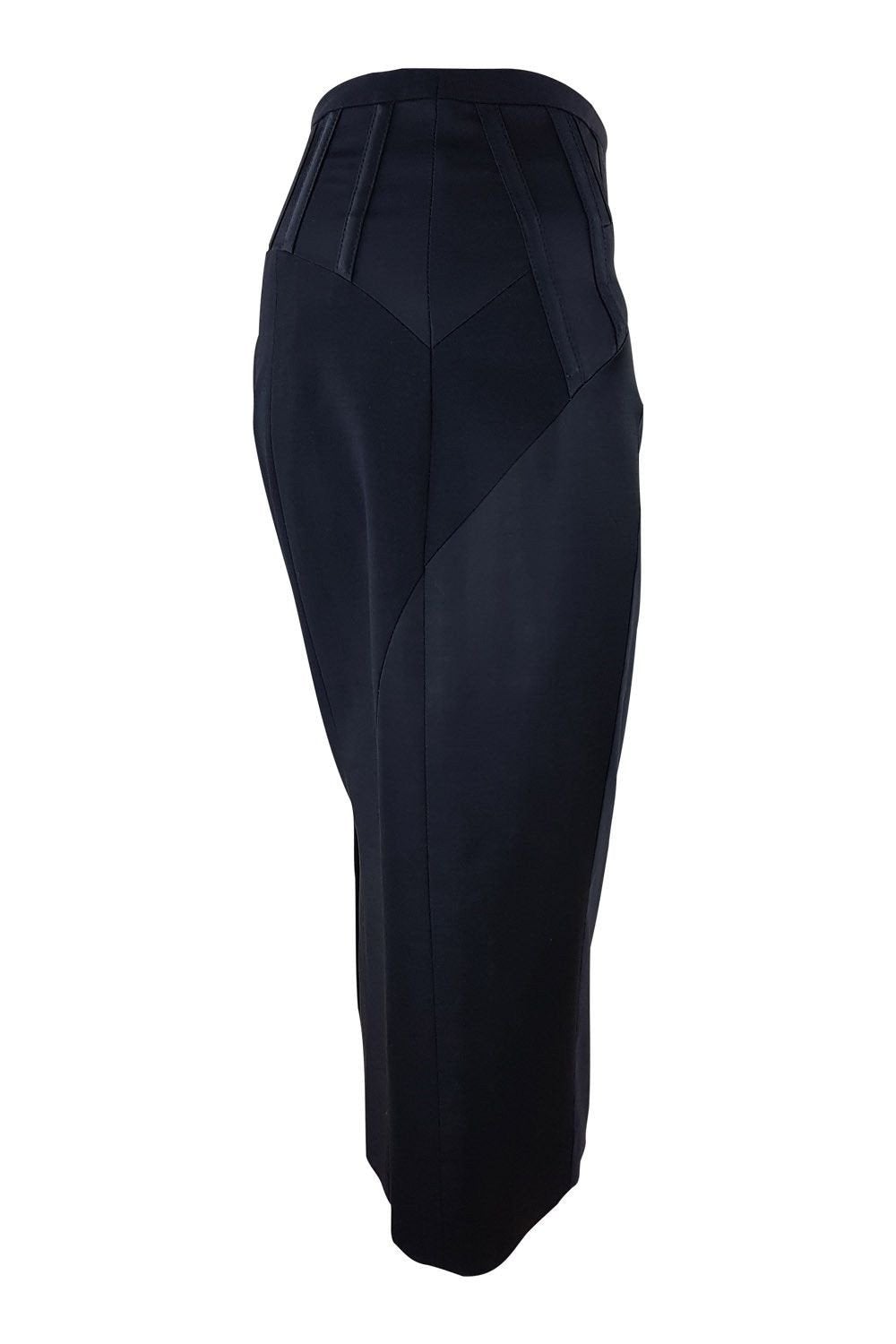 KAREN MILLEN Black Boned Fitted Pencil Skirt - Women's Slim Fit Bodycon Skirt (Size UK 10/US 6) - Perfect for Office Wear, Cocktail Parties & Formal Events