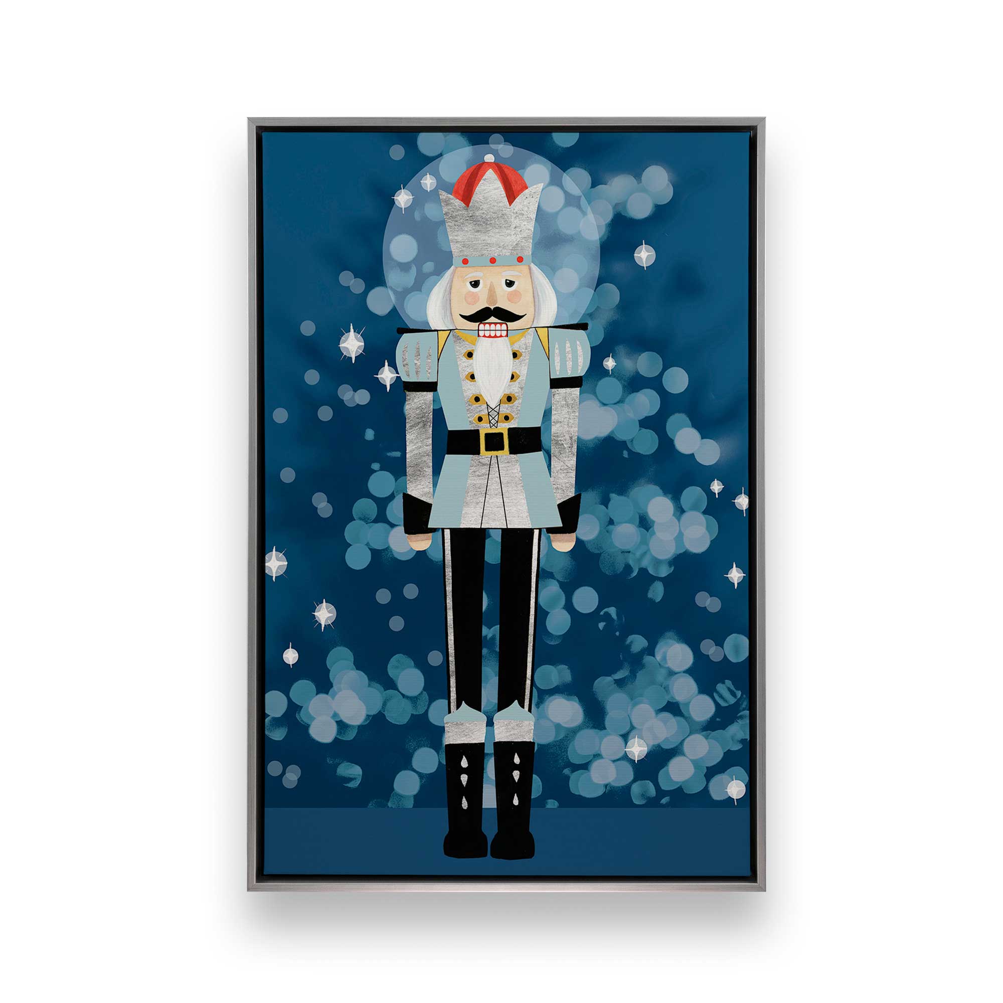 Blue Classic Nutcracker Canvas Print - Holiday Home Decor, Christmas Wall Art for Living Room & Bedroom