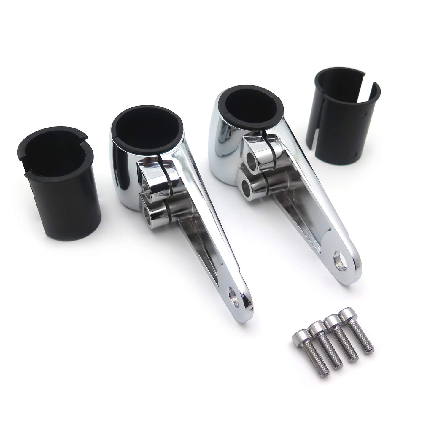 Chrome Billet Aluminum Headlight Fork Mounting Brackets - Compatible with 35mm, 39mm, 41mm Forks - Universal Fit for Motorcycle, Dirt Bike, Cruiser & Cafe Racer - Easy Installation & Durable Construction