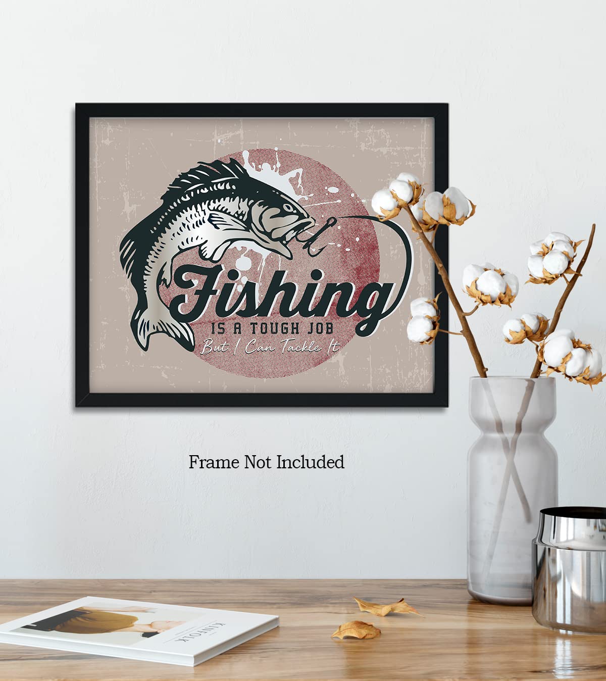 Fishing Wall Art Print - Fisherman Gift for Cabin & Farmhouse Decor 10x8
