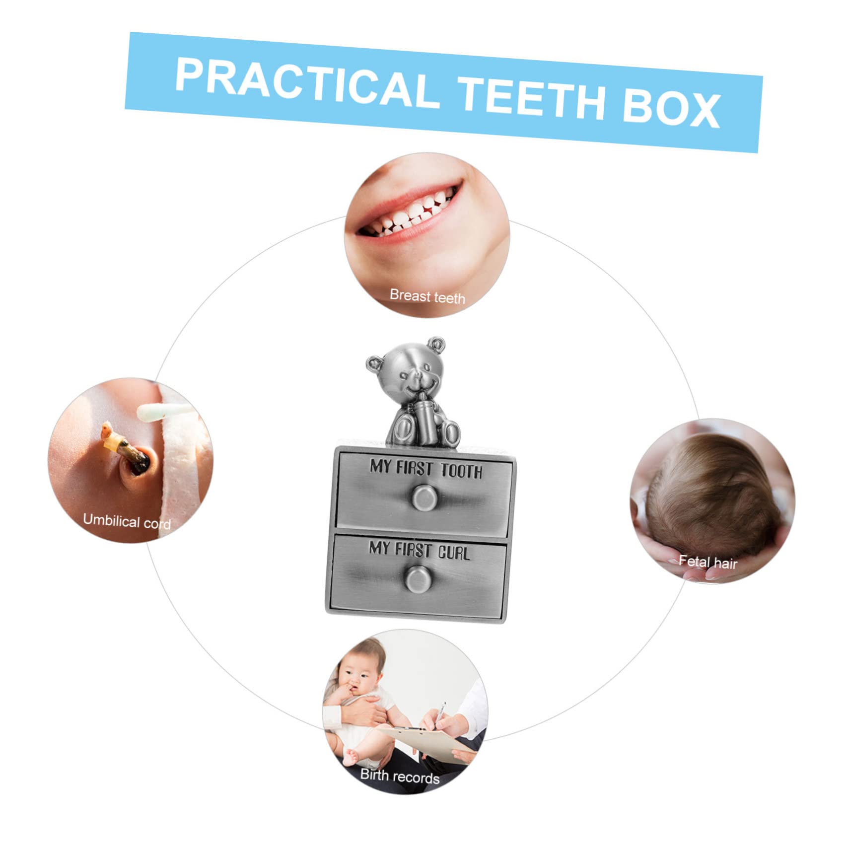 FAVOMOTO 5-Piece Baby Teeth Keepsake Box - First Tooth Holder, Jewelry Organizer & Small Pet Toy - Durable Zinc Alloy Keepsake Storage for Kids, Guinea Pigs & Hamsters - Perfect for Memory Preservation & Pet Playtime