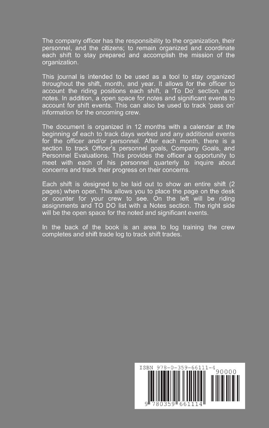 Fire Officer Journal - Professional Firefighter Notebook for Training, Incident Reports & Emergency Response Planning | Ideal for Firefighters, EMTs & First Responders