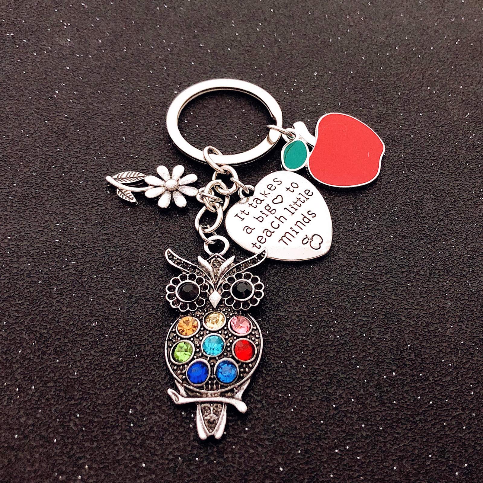 Stainless Steel Teacher Appreciation Keychain - 'It Takes A Big Heart to Teach Little Minds' Engraved Thank You Gift for Educators, Graduation Present | Perfect for Teacher's Day, Retirement, End of Year Gifts & Classroom Rewards