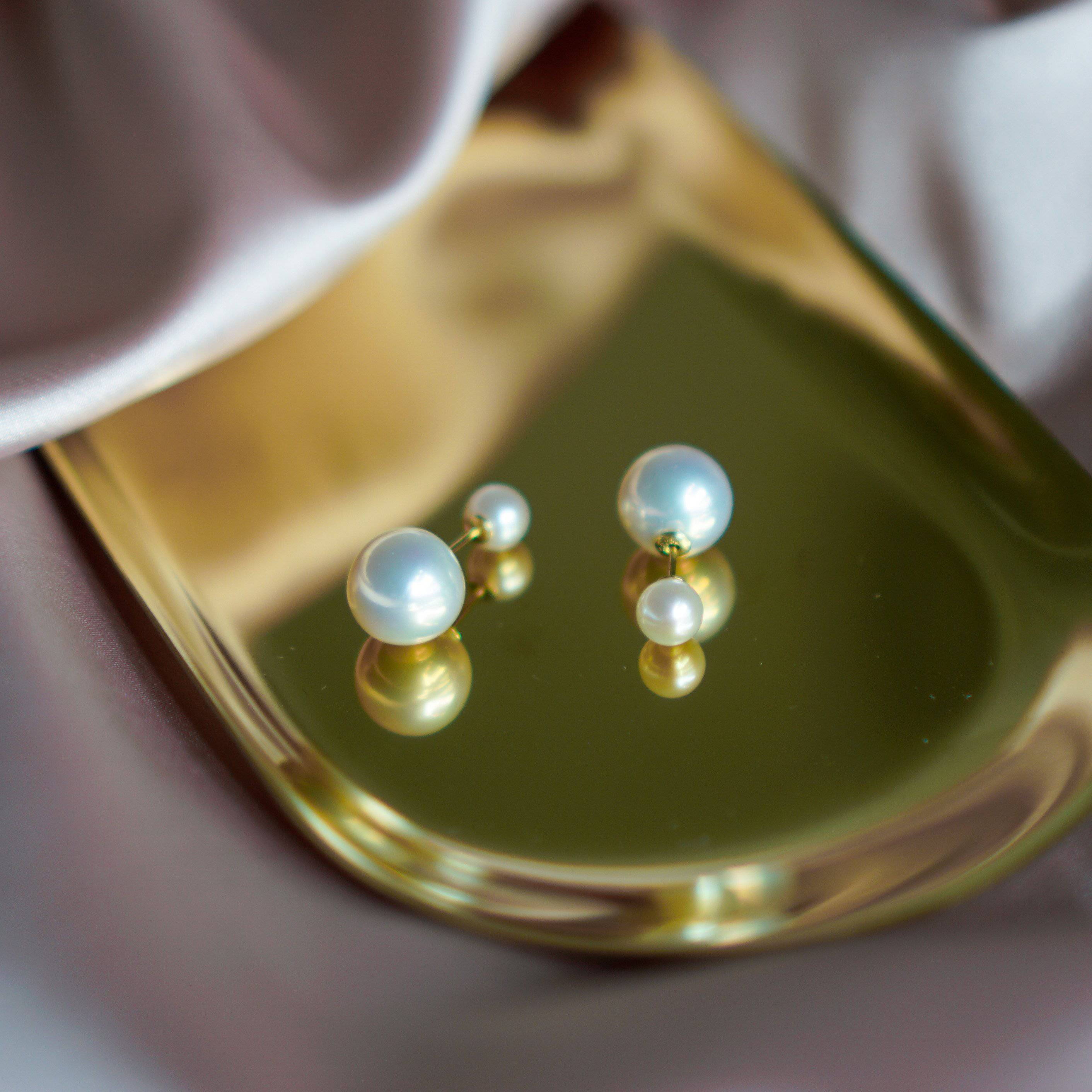 18K Solid Gold Interchangeable Freshwater Pearl Earrings KE00042 - Elegant Dangle Earrings for Women | Perfect for Weddings, Parties & Everyday Wear