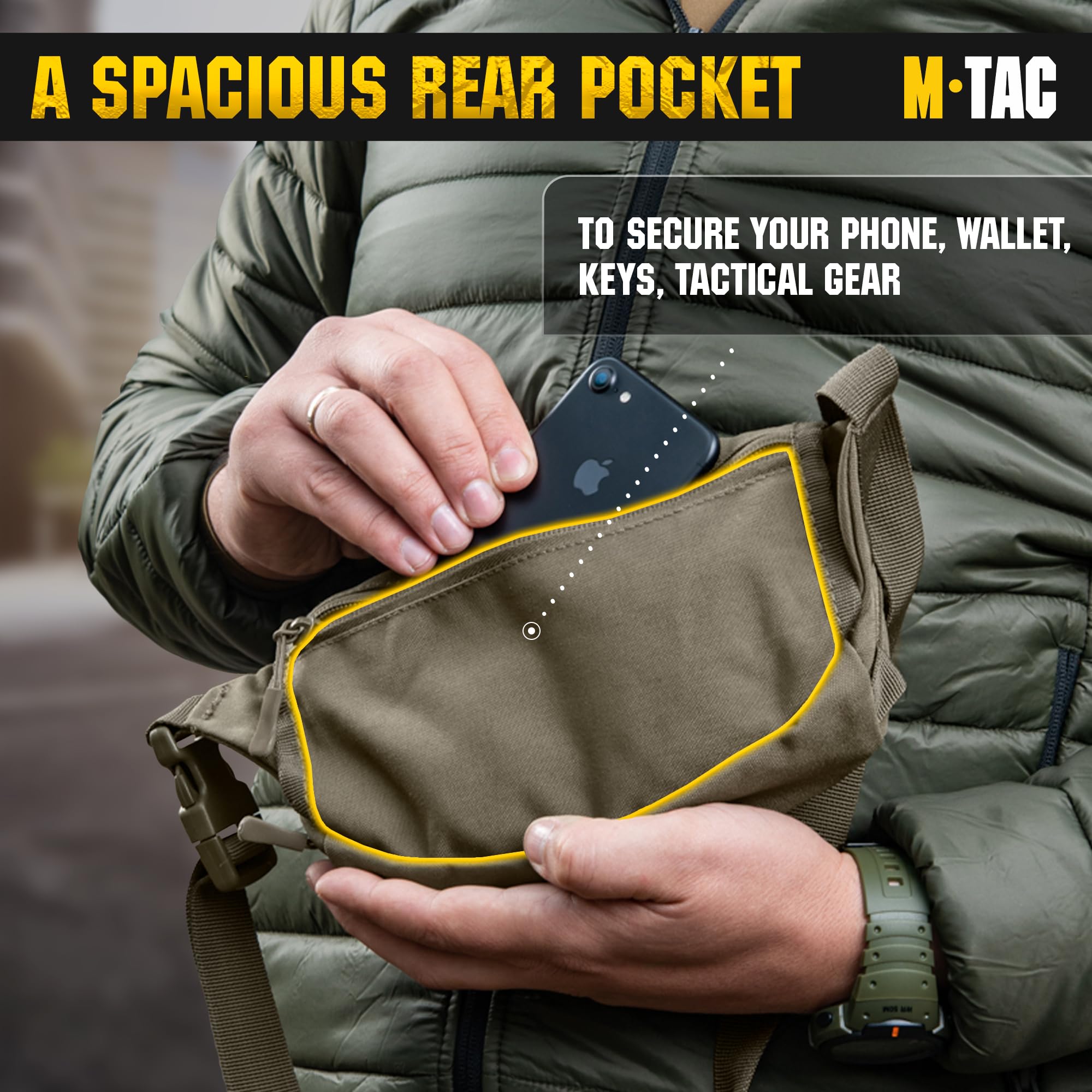M-Tac Small Tactical Waist Pack - EDC Fanny Pack for Men & Women - Adjustable Belt Bag for Hiking, Travel, Gym - Ranger Green
