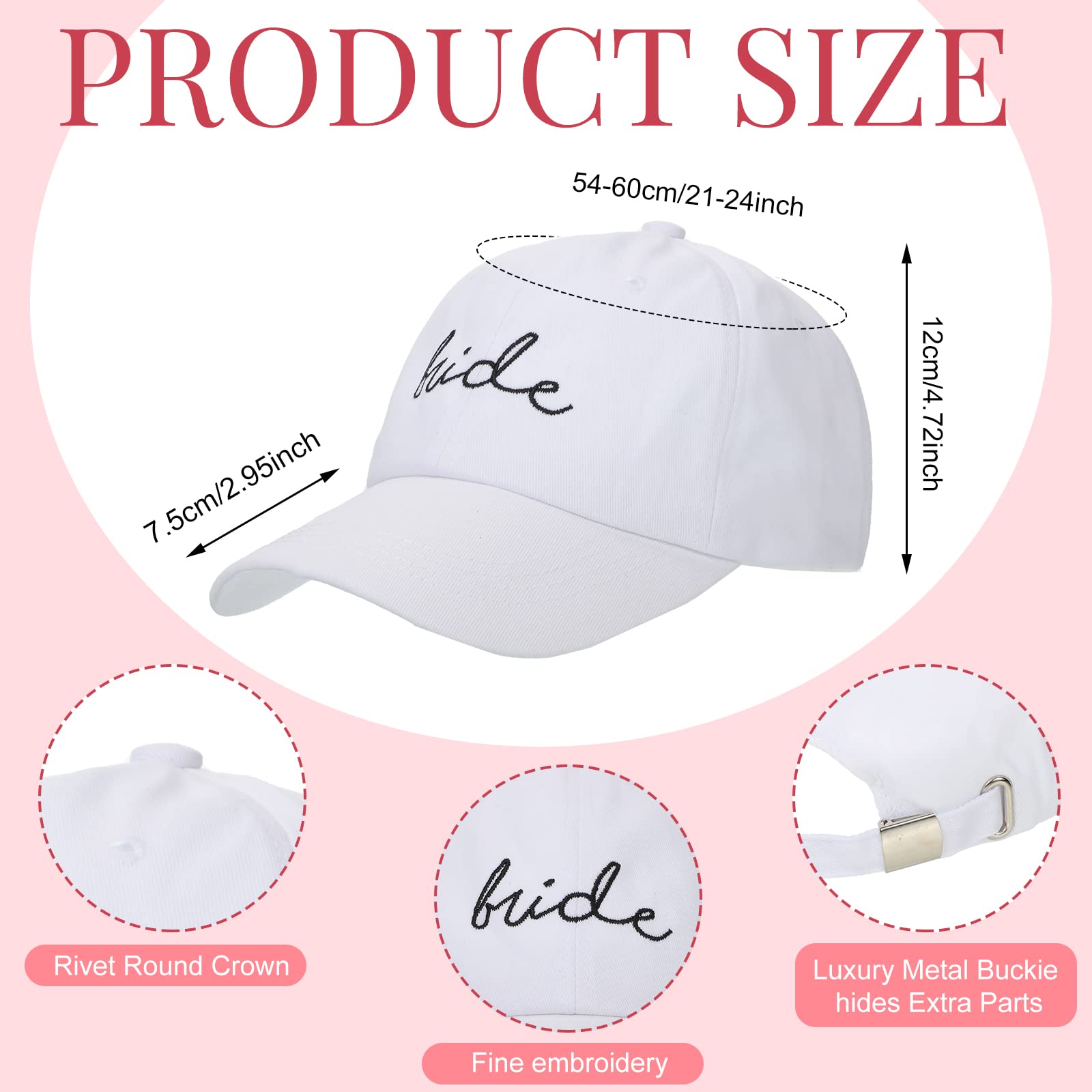 14 Pcs Bachelorette Party Hats & Heart Sunglasses Set - Bride Baseball Cap & Bridesmaid Accessories for Wedding Shower, Girls Night Out & Bachelorette Party Decorations