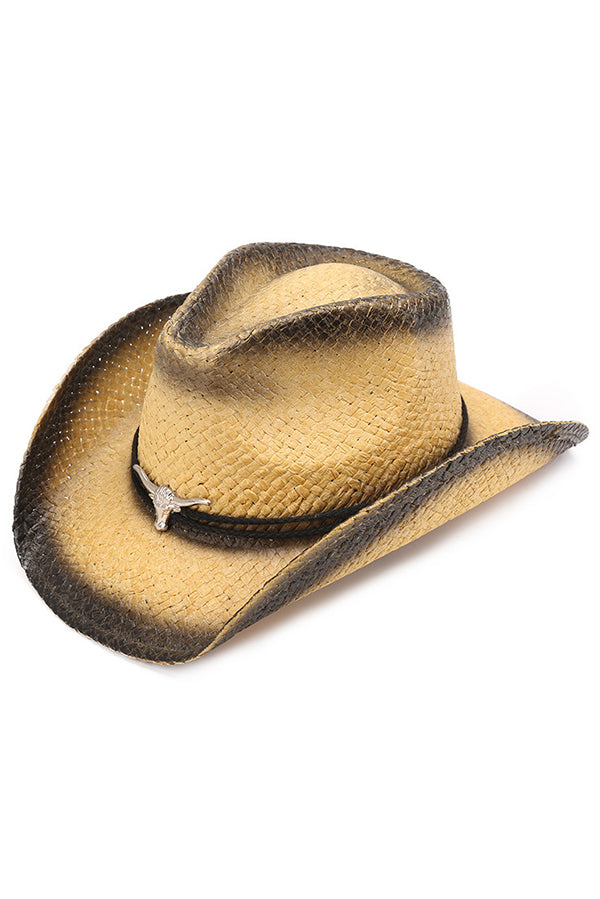 Vintage Western Cowboy Sun Hat - Wide Brim Woven Straw Hat for Men & Women - UV Protection Summer Outdoor Hat for Rodeo, Beach, Hiking & Country Style Fashion