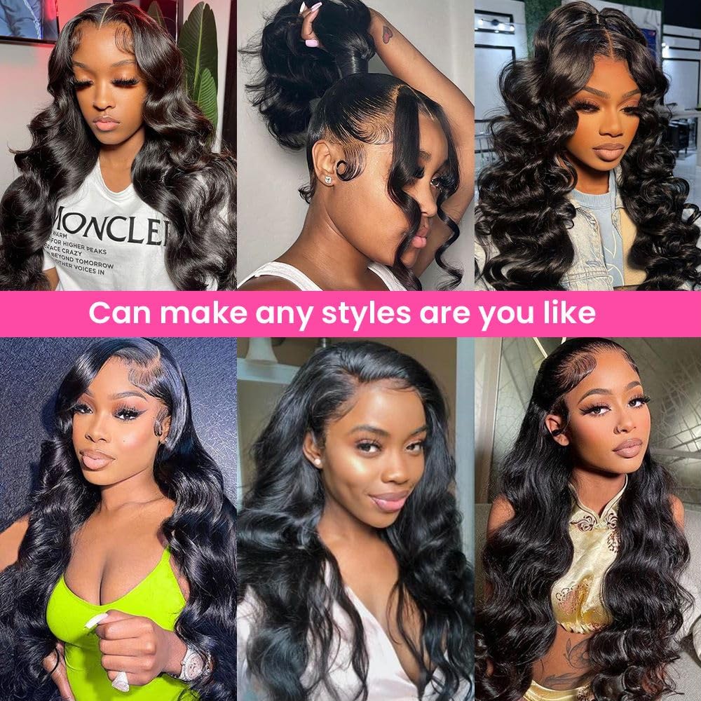 360 Lace Front Wigs Human Hair with Baby Hair - Brazilian Virgin Body Wave 200% Density HD Lace Wig for Women (24 Inch) - Perfect for Daily Wear, Cosplay & Special Occasions