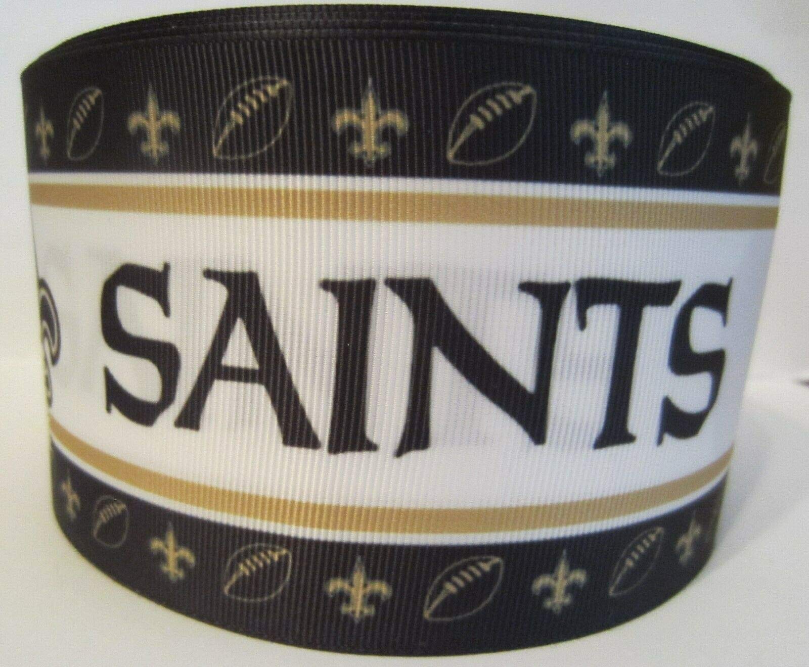 3 Inch x 3 Yards Grosgrain Ribbon with Saints Print - Perfect for Hair Bows, DIY Crafts, Gift Wrapping & Party Decorations | Free Shipping | Great for Weddings, Baby Showers & Holiday Projects