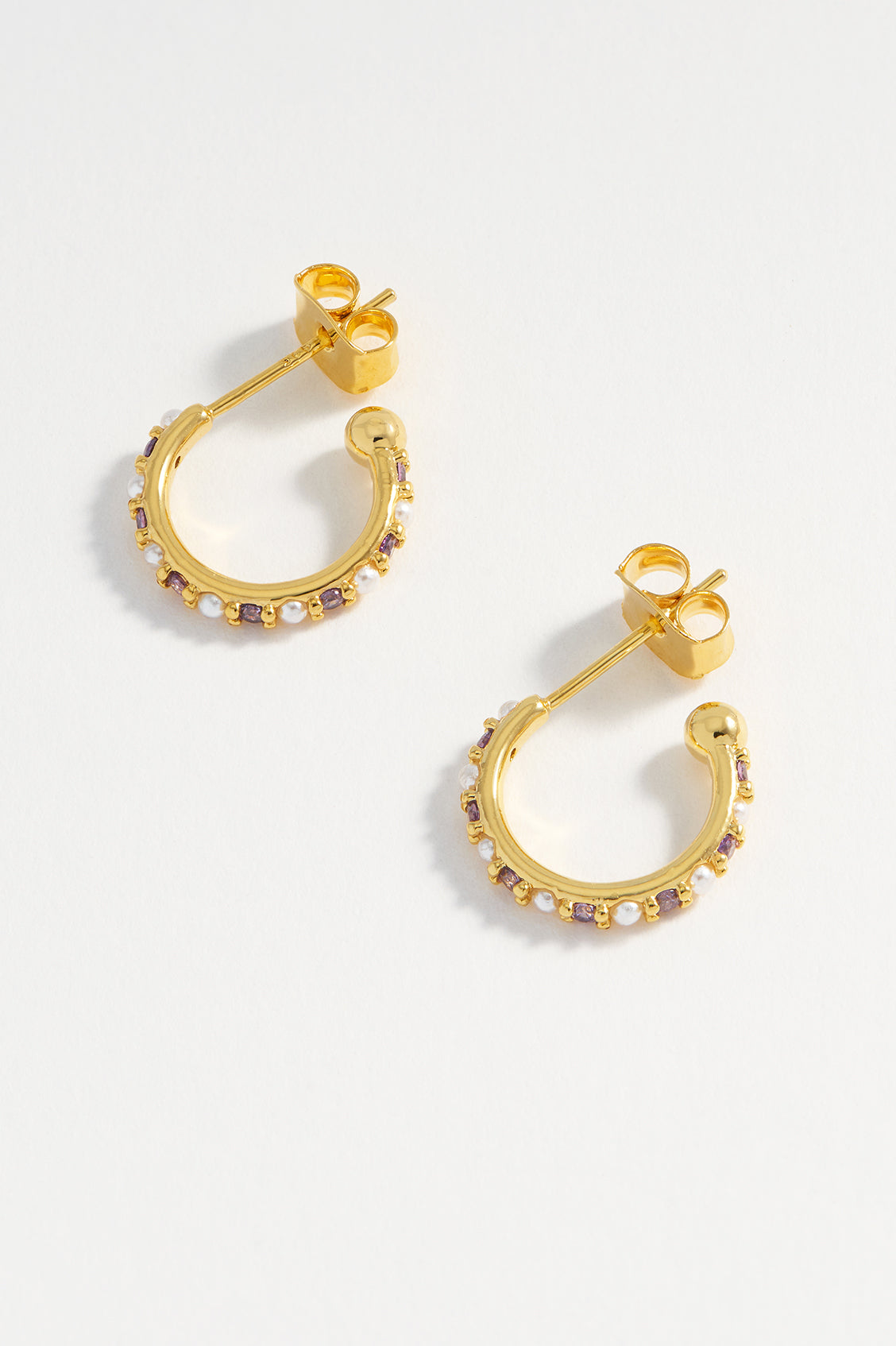 Elegant Pearl & Cubic Zirconia Hoop Earrings EBE5782G - Perfect for Weddings, Parties & Everyday Wear