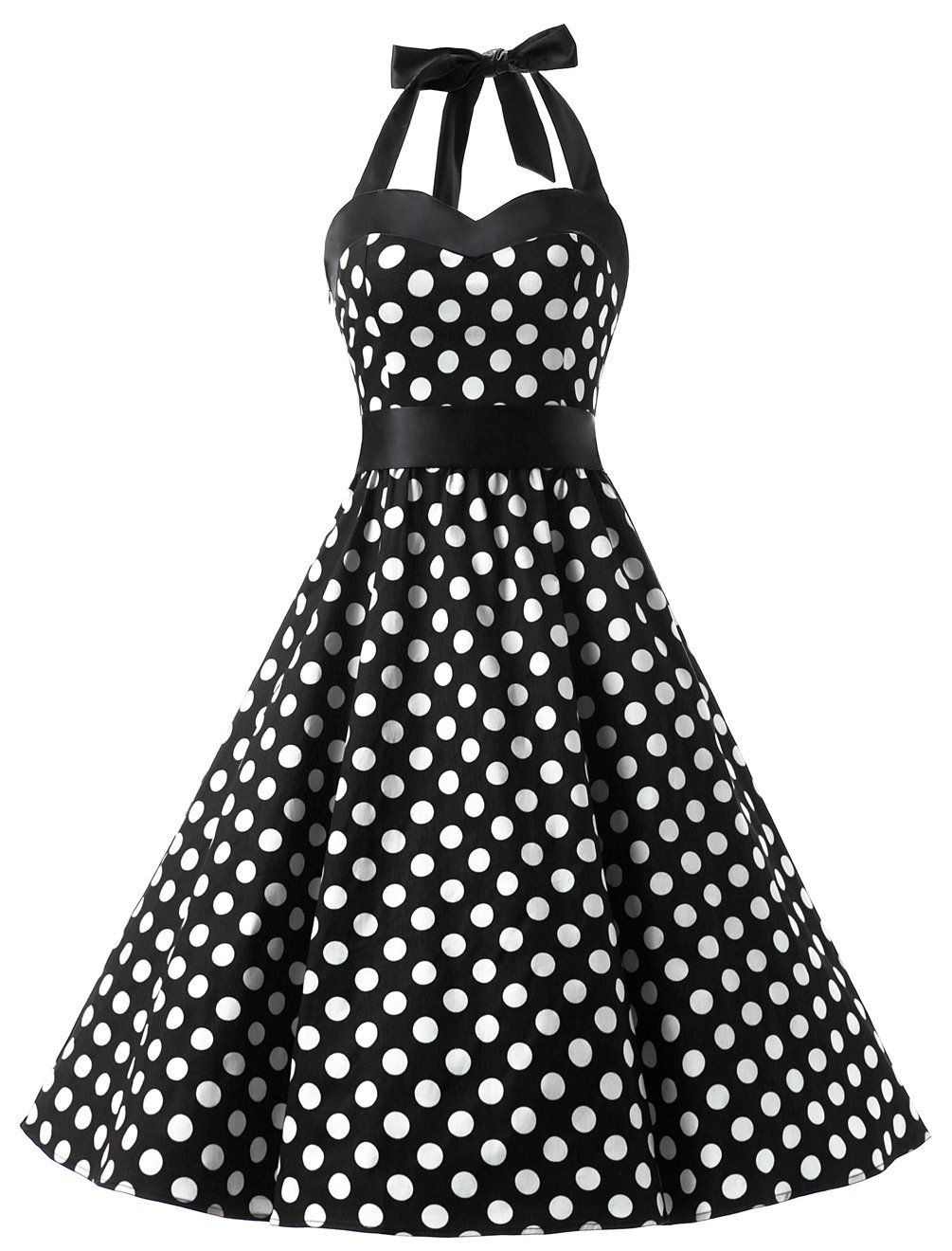 Vintage 1950s Rockabilly Swing Dress for Women - Retro Halter Cocktail Party & Wedding Guest Dress | Perfect for 50s Themed Parties, Pin-Up Photos & Vintage Fashion Lovers