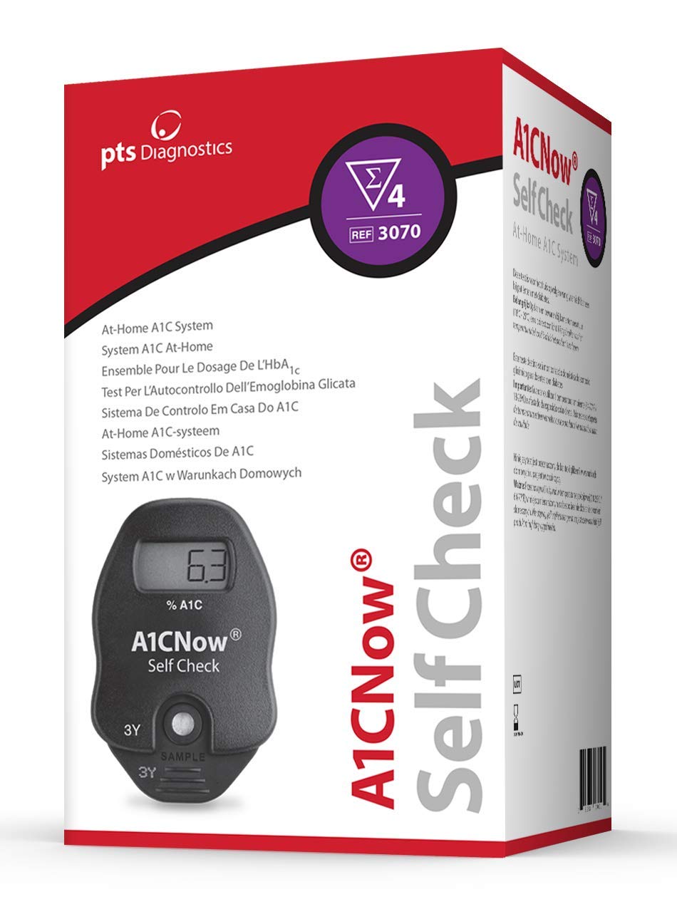 A1CNow Self Check at-Home A1C Test Kit (4 Tests) - Fast & Easy HbA1C Blood Glucose Monitoring for Diabetes Management & Preventive Care | Home Use, Doctor-Recommended, Diabetic Health Tracking