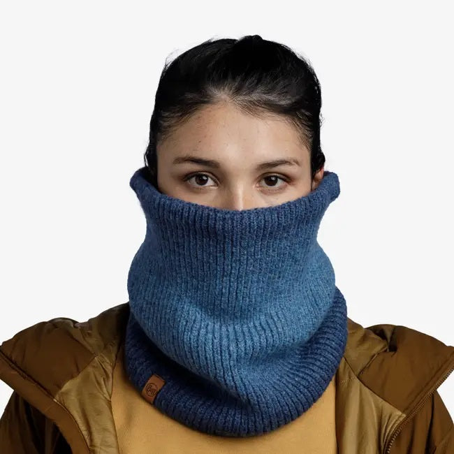 BUFF Knit Neck Warmer - Marin Denim Blue - Winter Scarf for Men & Women - Outdoor Hiking, Skiing, Running, Cycling Accessory