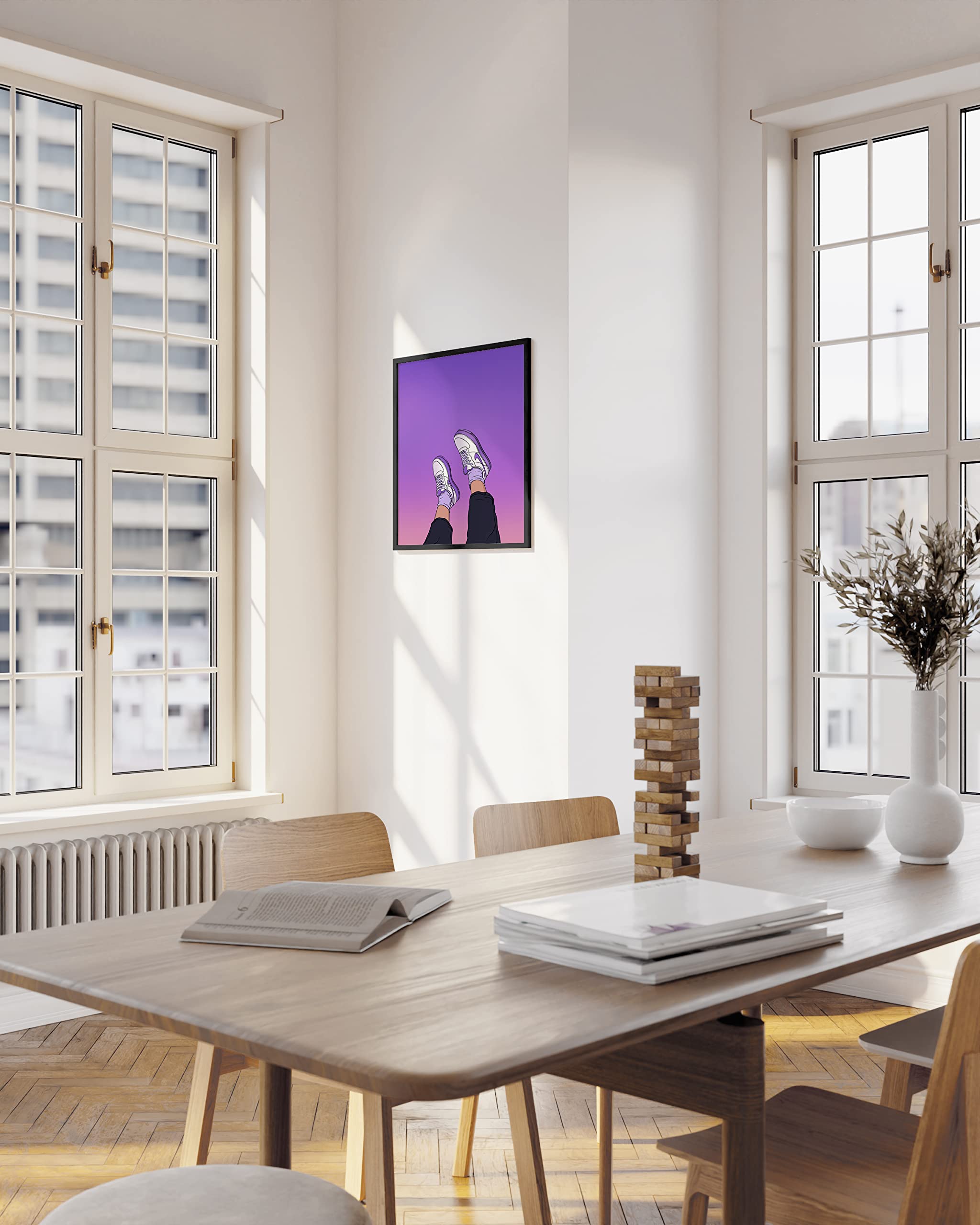 HAUS AND HUES Purple Wall Art - Aesthetic Room Decor, Modern Bedroom Posters, Abstract Purple Wall Decor for Living Room & Office (12x16 Inches, Black Frame) - Perfect for Home Decor, Gift Ideas & Interior Design