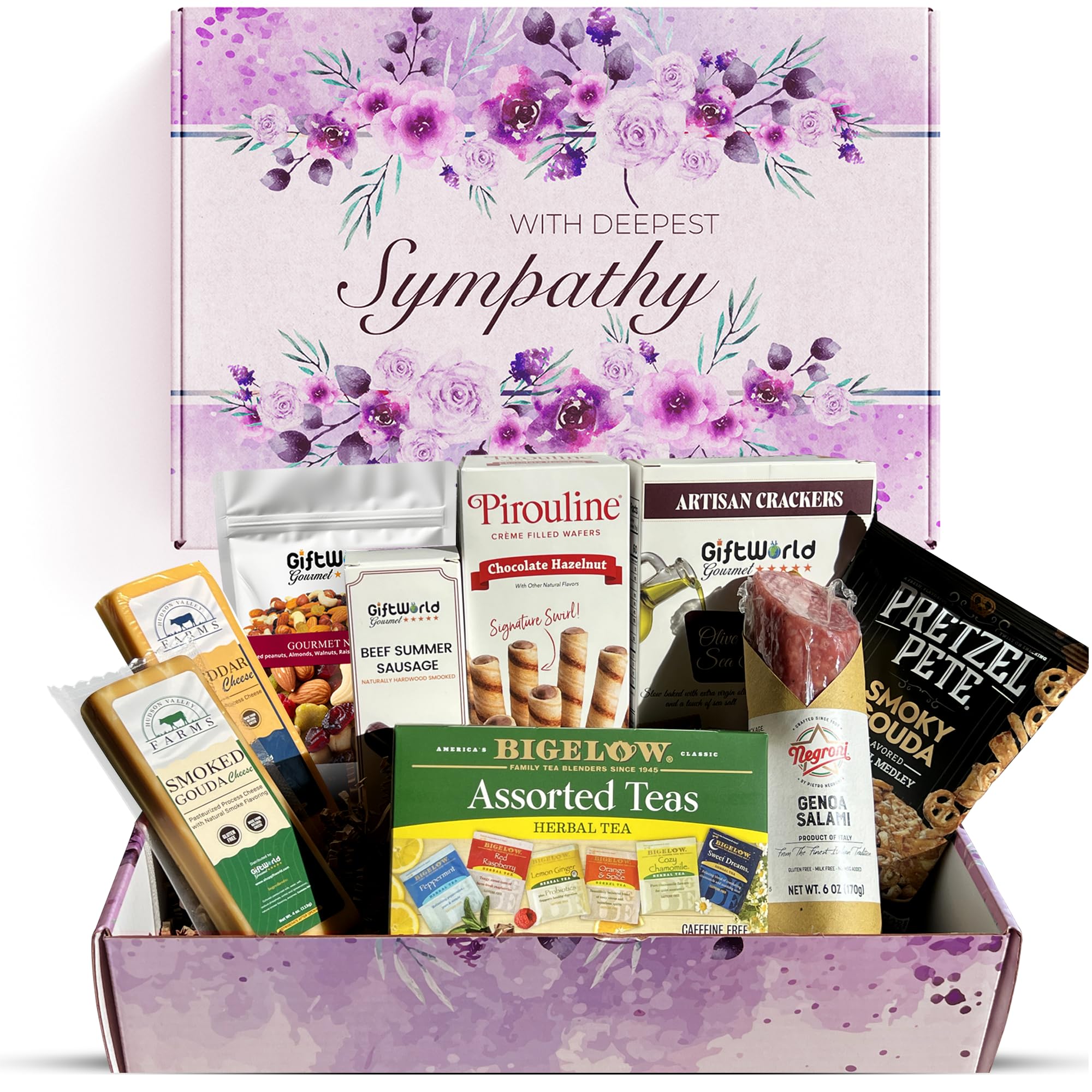 Sympathy Gift Basket - Meat & Cheese Condolence Gift for Loss of Loved One (Dad, Mom, Husband, Sister, Friend) | Thoughtful Bereavement Food Basket for Funeral, Memorial Service & Comforting Grieving Families