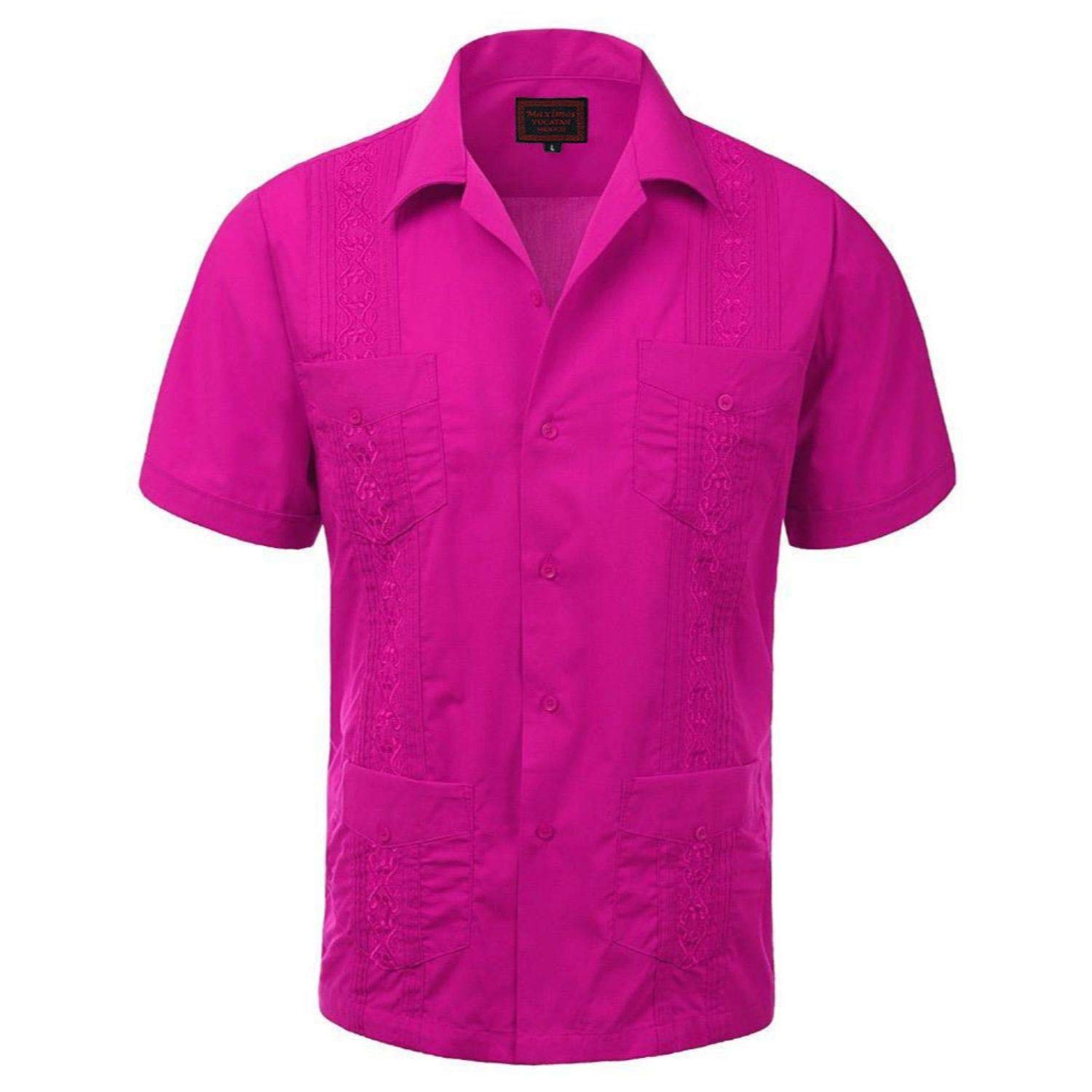 Maximos Men's Guayabera Shirt - Cuban Style Summer Casual Short Sleeve Button Up Shirt for Beach, Wedding & Vacation | Lightweight Breathable Dress Shirt for Tropical Weather & Outdoor Events