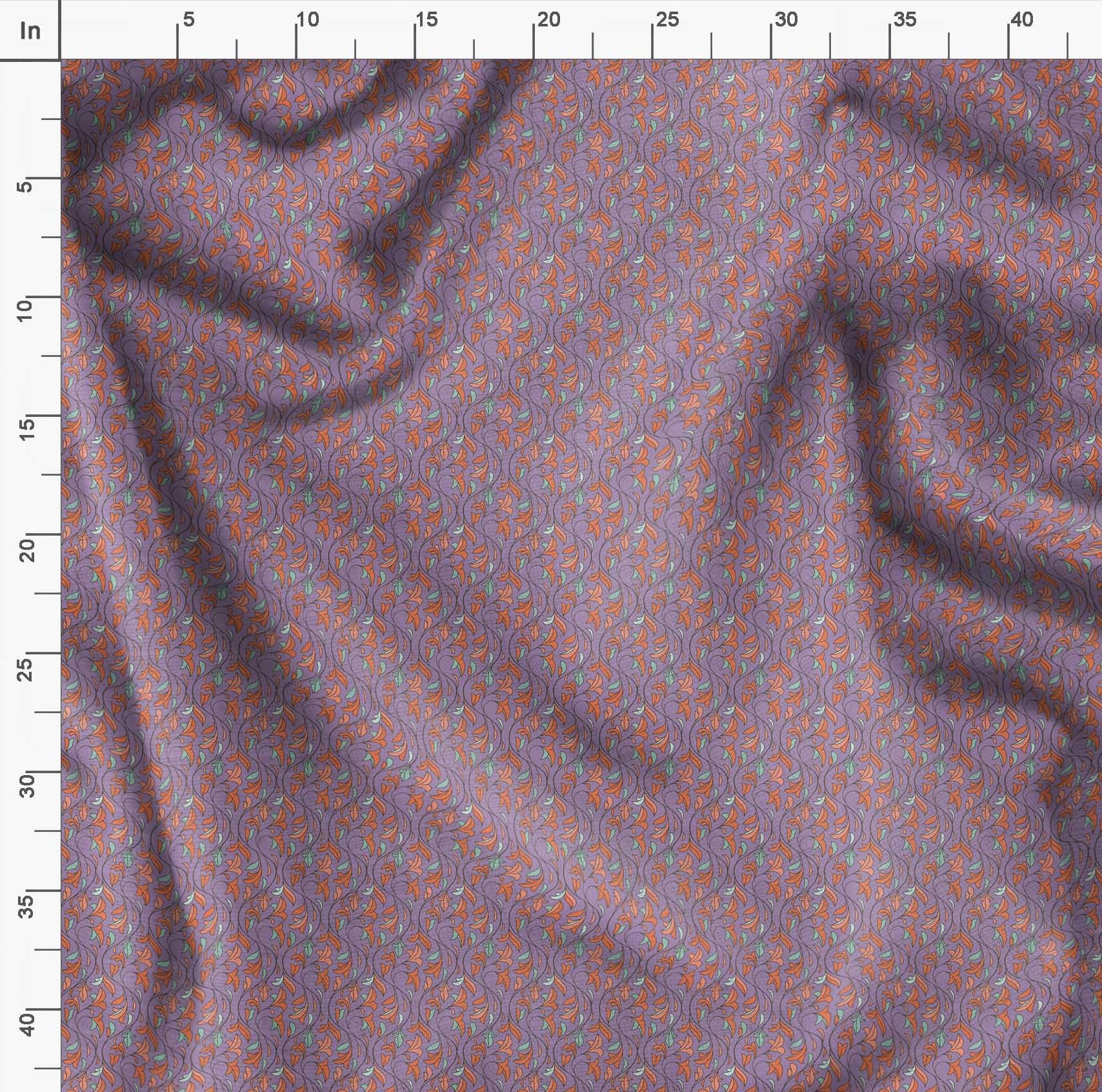 Soimoi Moss Georgette Purple Fabric by The Yard - 42 Inch Wide Printed Fabric with Artistic Leaf & Floral Patterns for DIY Fashion, Home Decor, and Craft Projects - Elegant Dressmaking Material for Blouses, Curtains, and Scarf Making