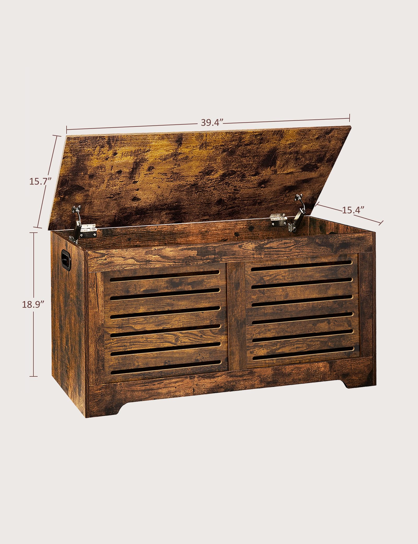 DINZI LVJ 39.4” Wooden Storage Chest with Safety Hinges - Retro Flip-Top Shoe Bench & Toy Box - Rustic Brown Entryway Organizer for Living Room, Bedroom - Easy Assembly Home Storage Solution (Perfect for Entryway Shoe Storage, Kids' Toy Organization & Living Room Decor)