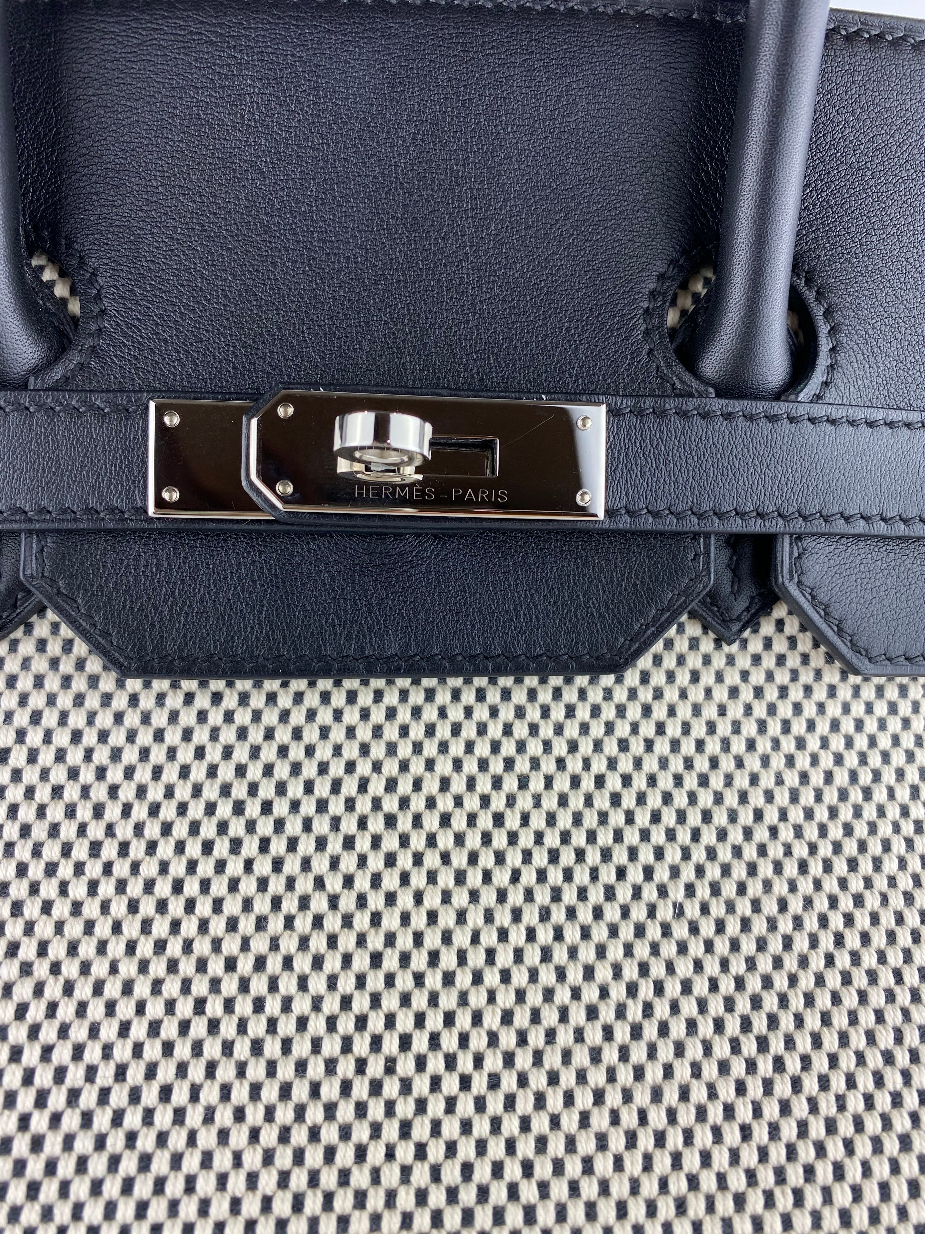 Authentic Hermes Birkin 35 Black Swift Leather & Toile Criss Cross Bag - Luxury Handbag for Women, Perfect for Work, Travel & Special Occasions