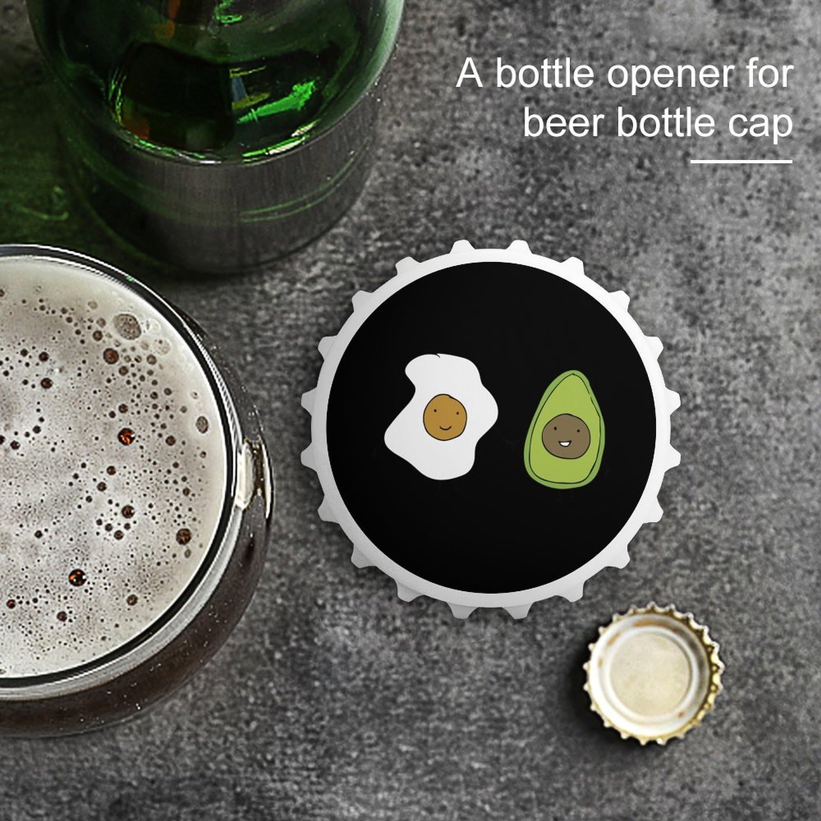 Funny Egg & Avocado Bottle Opener - 2 in 1 Refrigerator Magnet & Wall Mount Opener - Unique Kitchen Gadget Gift for Beer Lovers - Perfect for Home Bars, Parties & Fridge Decor