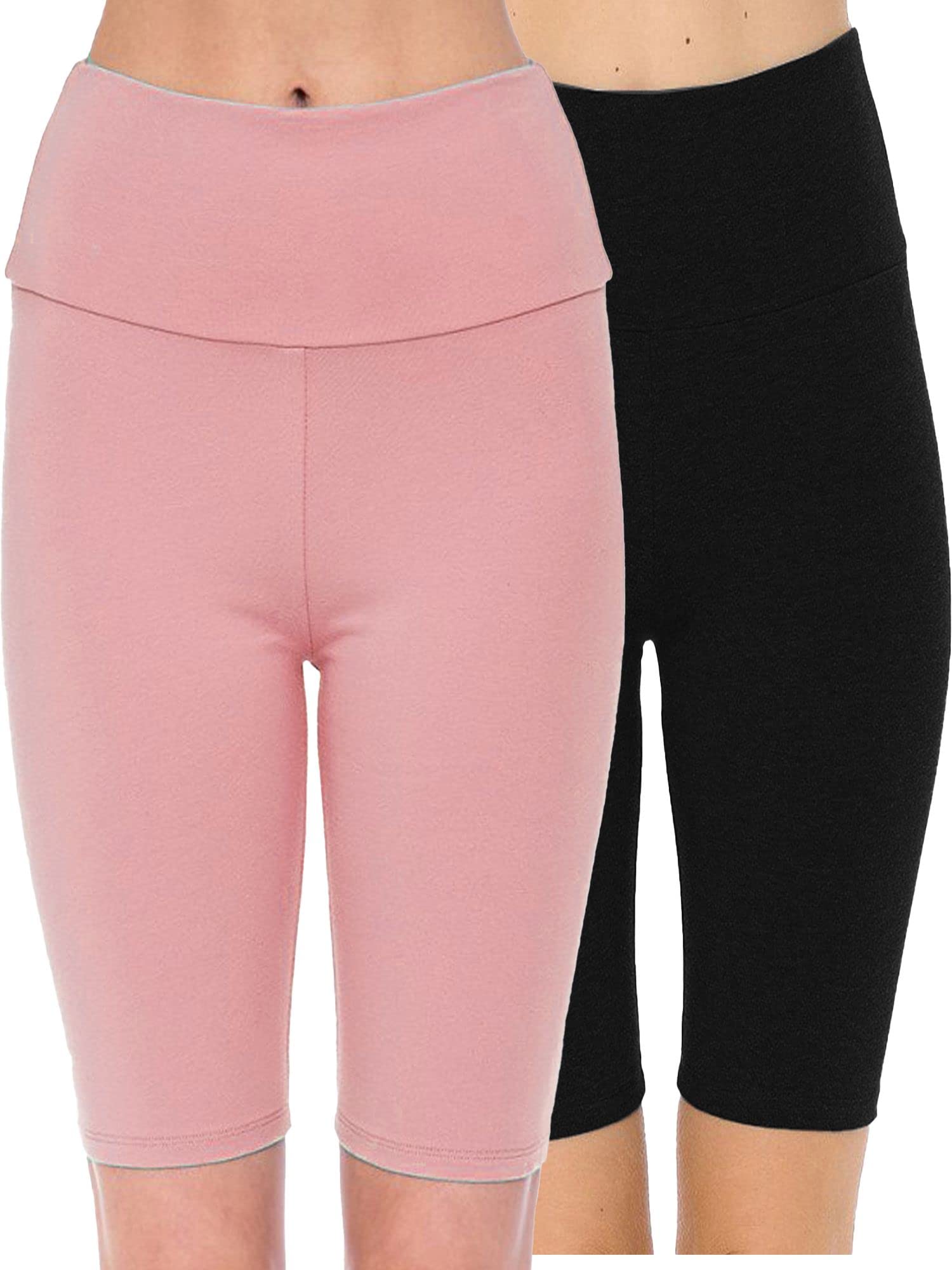 FashionMille Women's High Waist Yoga Leggings & Bike Shorts - Workout Athletic Knit Pants for Gym, Running, Pilates & Lounge Wear