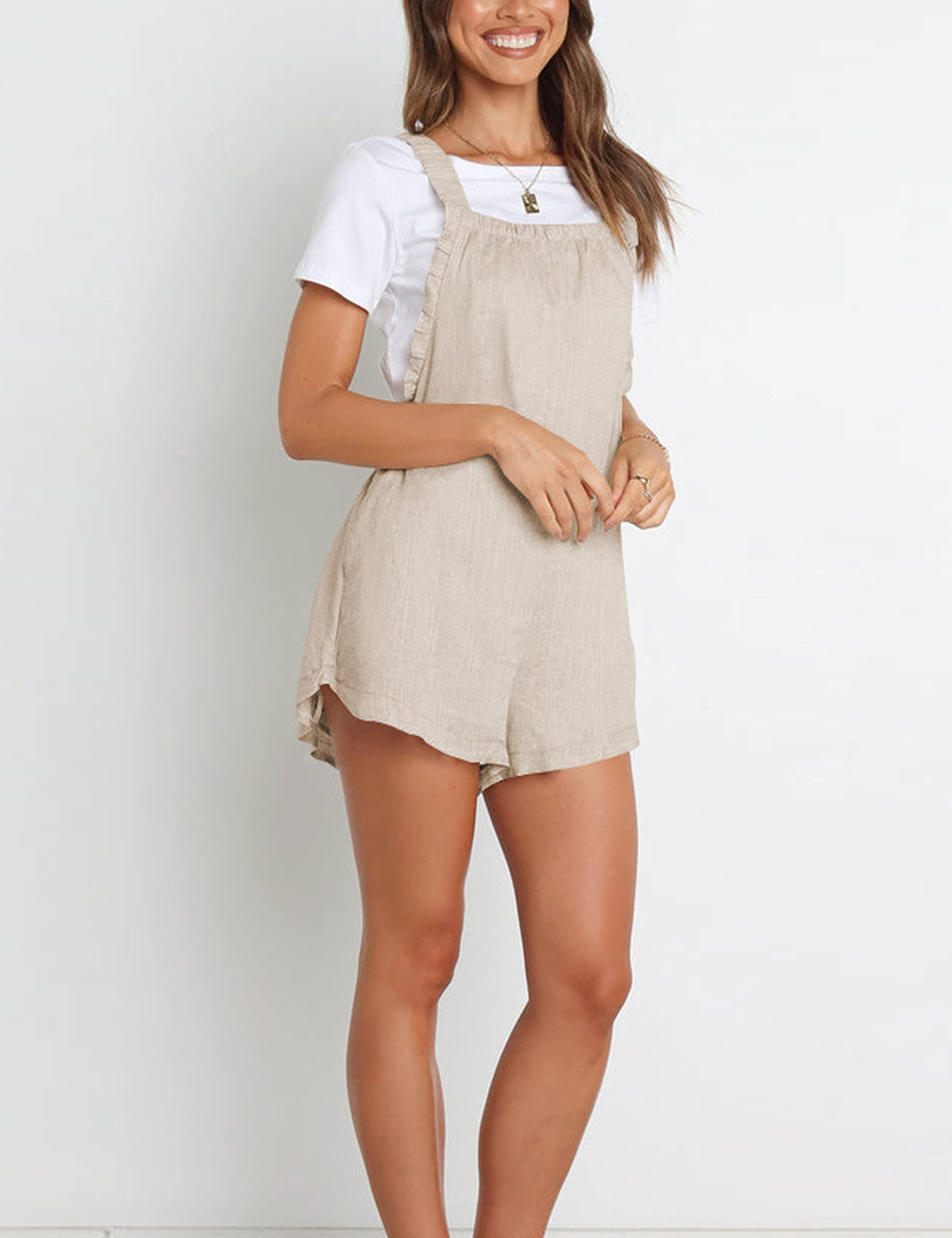 Zontroldy Women's Sleeveless Romper Jumpsuit - Casual Summer Short Overalls with Adjustable Straps | Beach Vacation Outfit, Pool Party, Outdoor Date Night