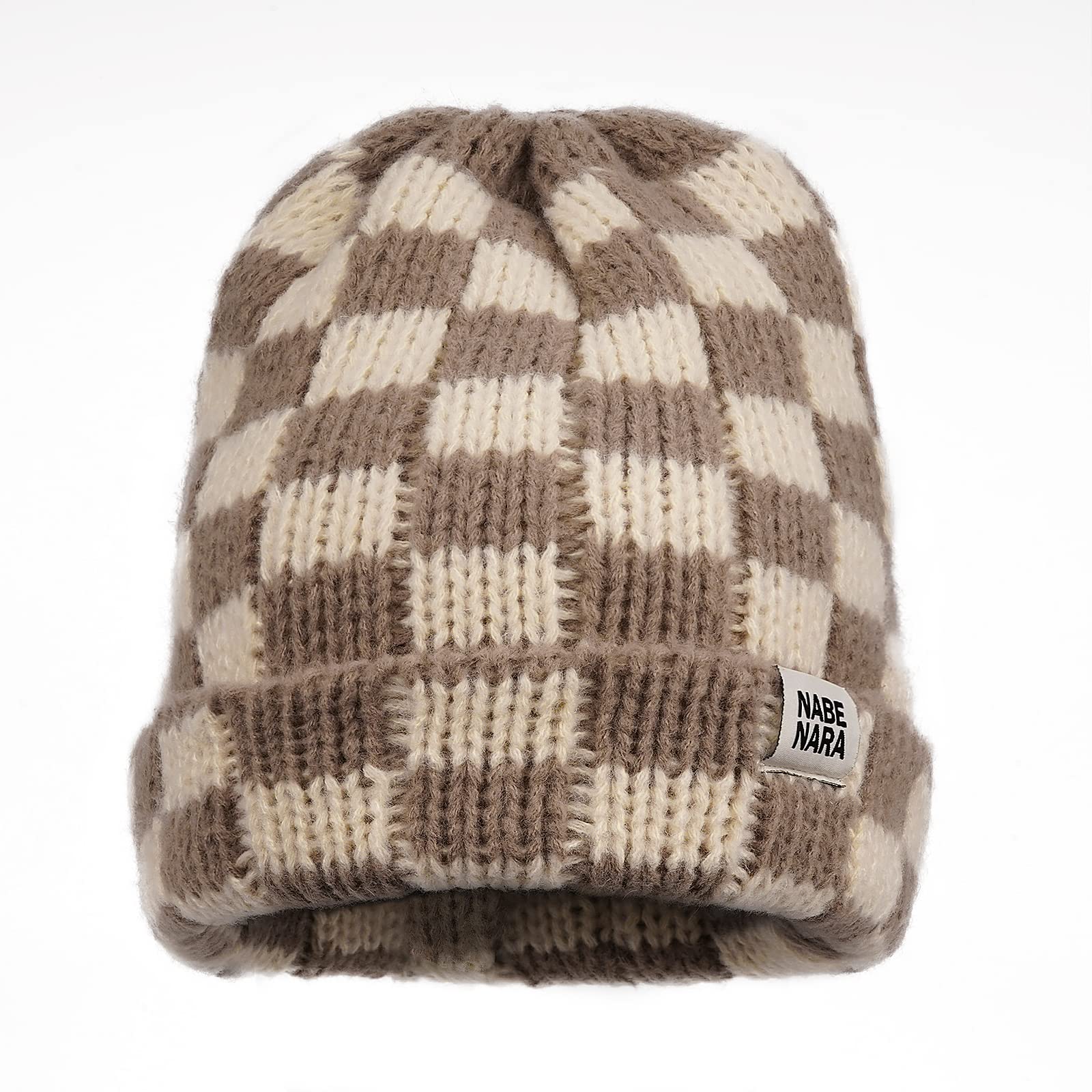 Clakllie Checkered Beanie for Women & Men - Slouchy Winter Knit Hat with Cuffed Design - Warm Unisex Skull Cap for Skiing, Snowboarding & Everyday Cold Weather Wear