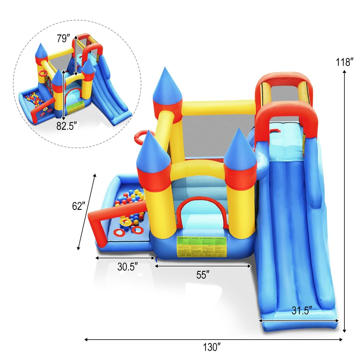 BOUNTECH Inflatable Bounce House for Kids Ages 5-12 - Indoor/Outdoor Bouncy Castle with 780W Blower & 50 Ball Pit Balls - Portable Toddler Jumping Playhouse for Backyard, Park, Birthday Parties - Perfect for Family Fun, Outdoor Play & Birthday Gifts